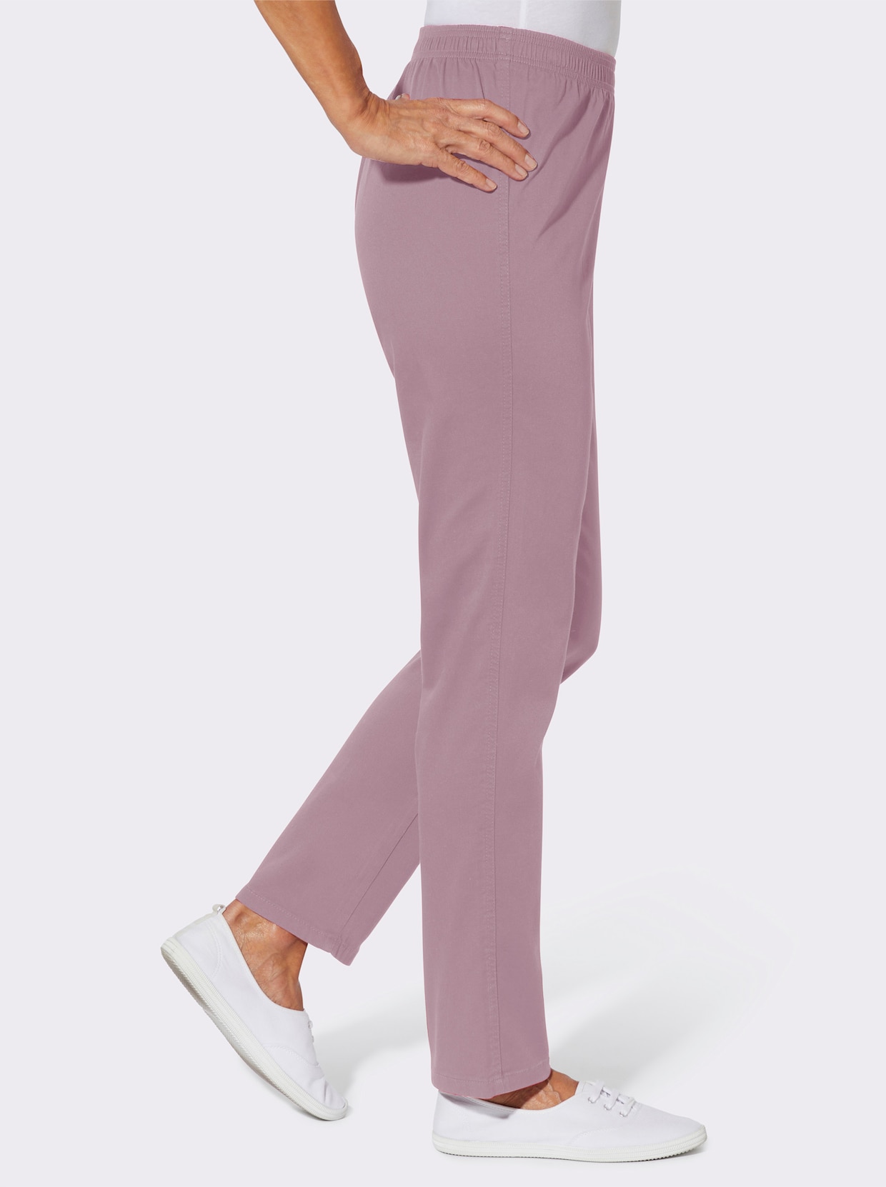 Schlupfjeans mit weitem Bein - mauve