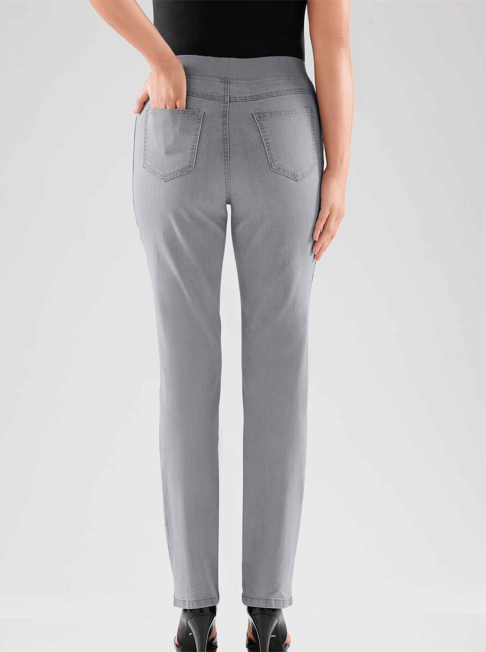 Stretch-Jeans mit Rundum-Dehnbund - grey-denim