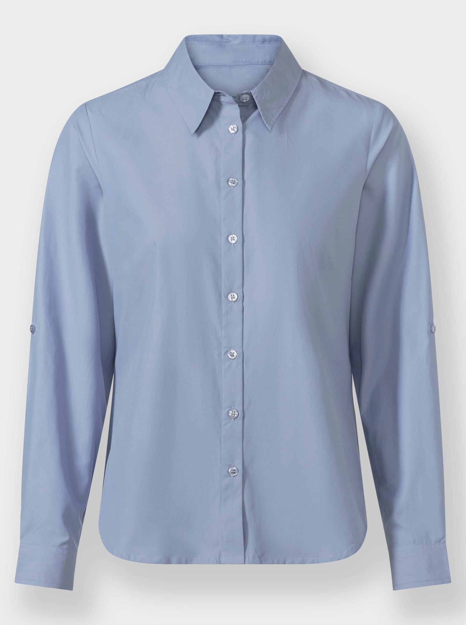 Langarm-Bluse im Baumwoll-Polyester-Mix - bleu