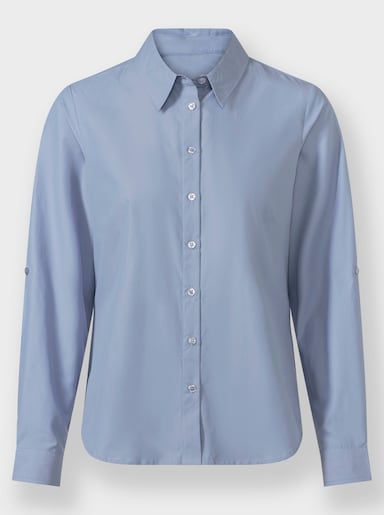 Langarm-Bluse im Baumwoll-Polyester-Mix - bleu