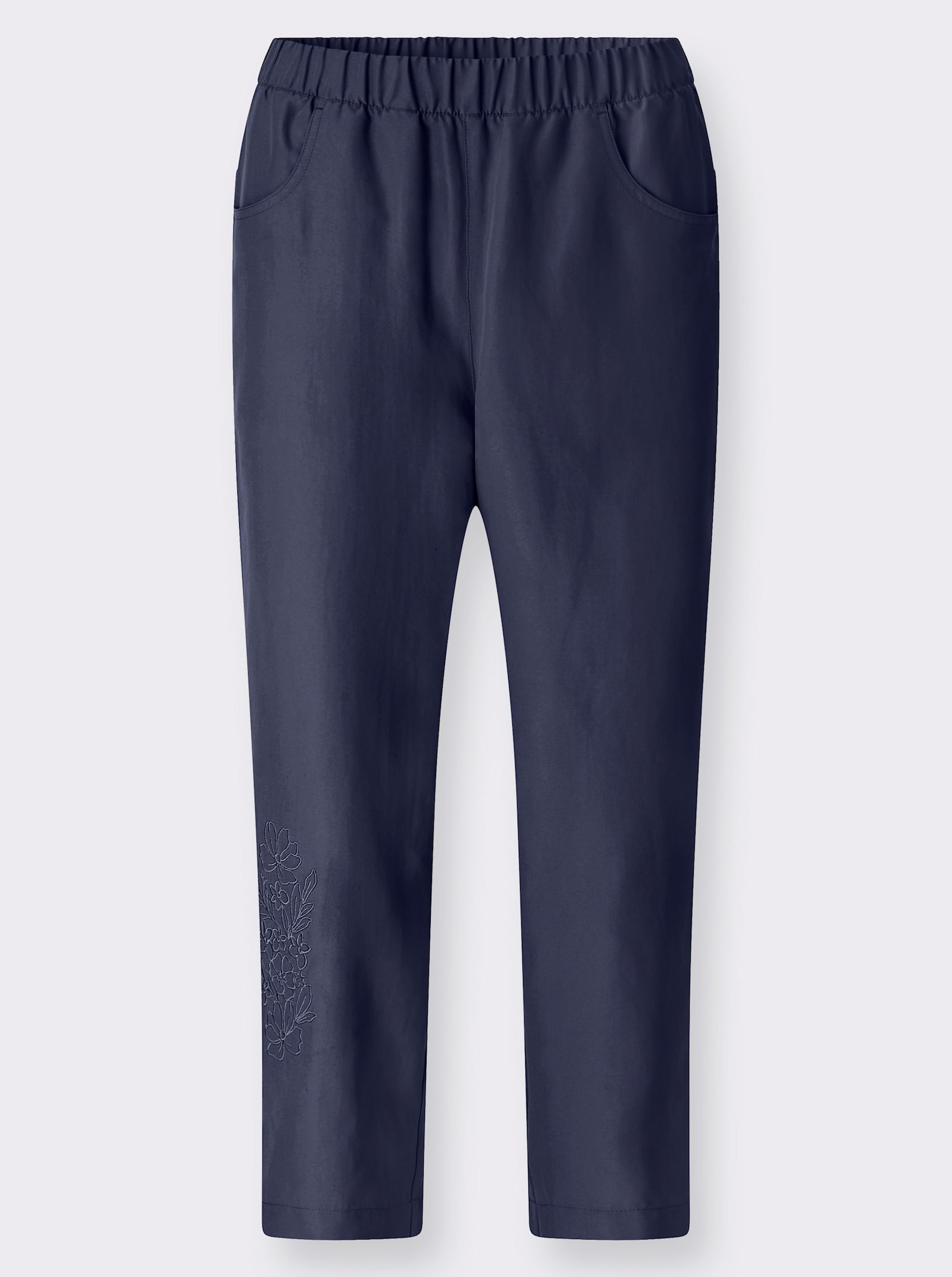 3/4-broek van microgaren, borduursel - marine