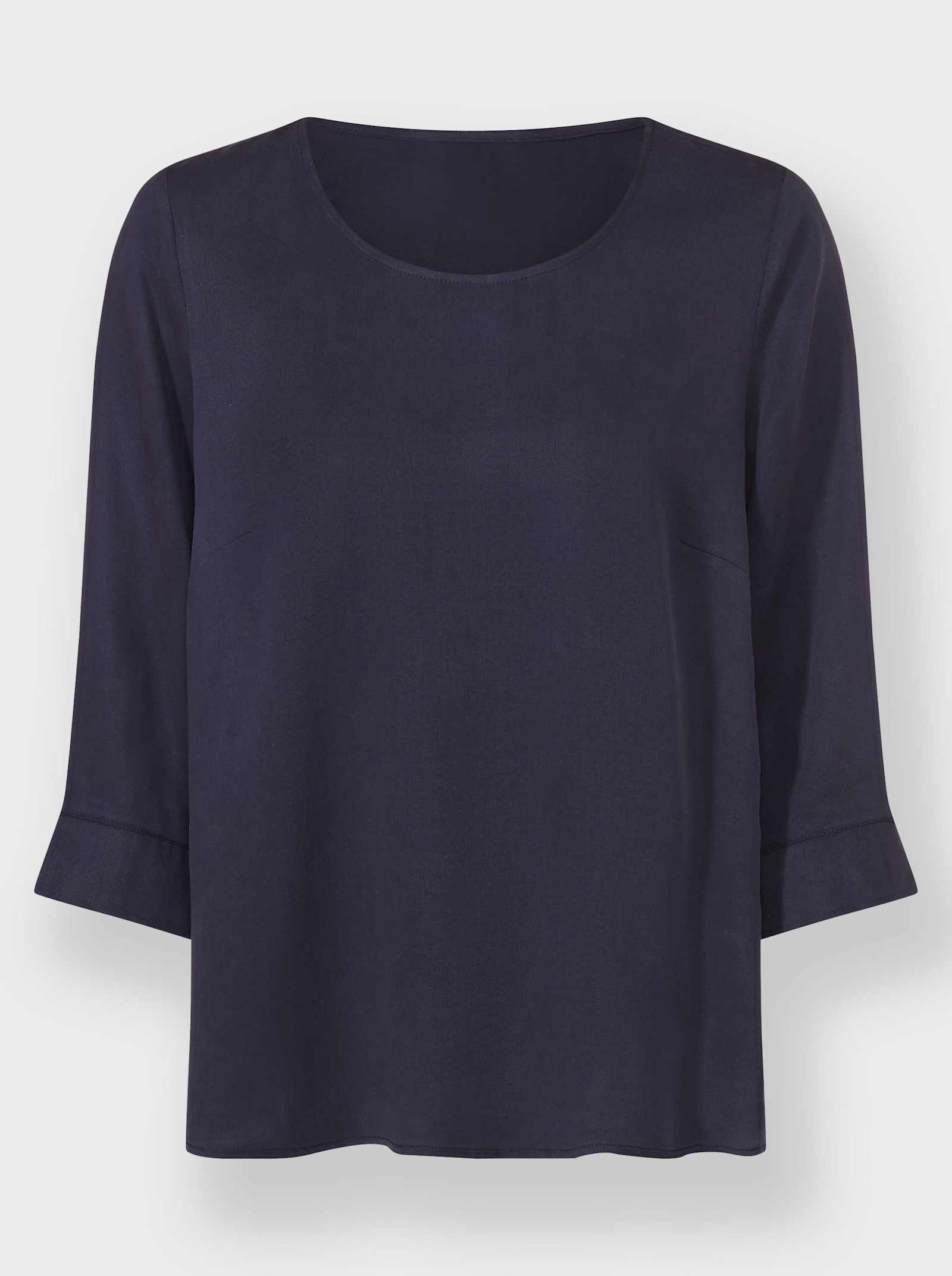 Comfortblouse met zijsplitten in de zoom - marine