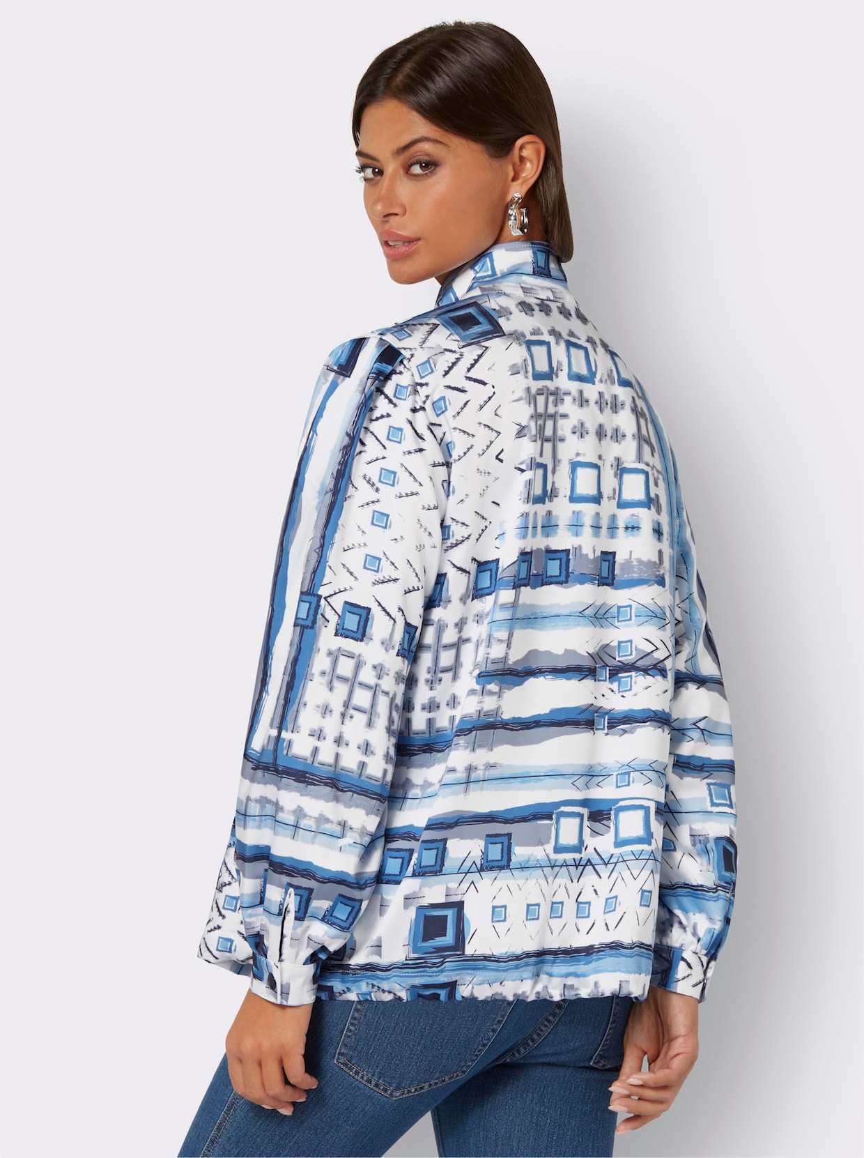 Blousonjacke - ecru-marine-bedruckt