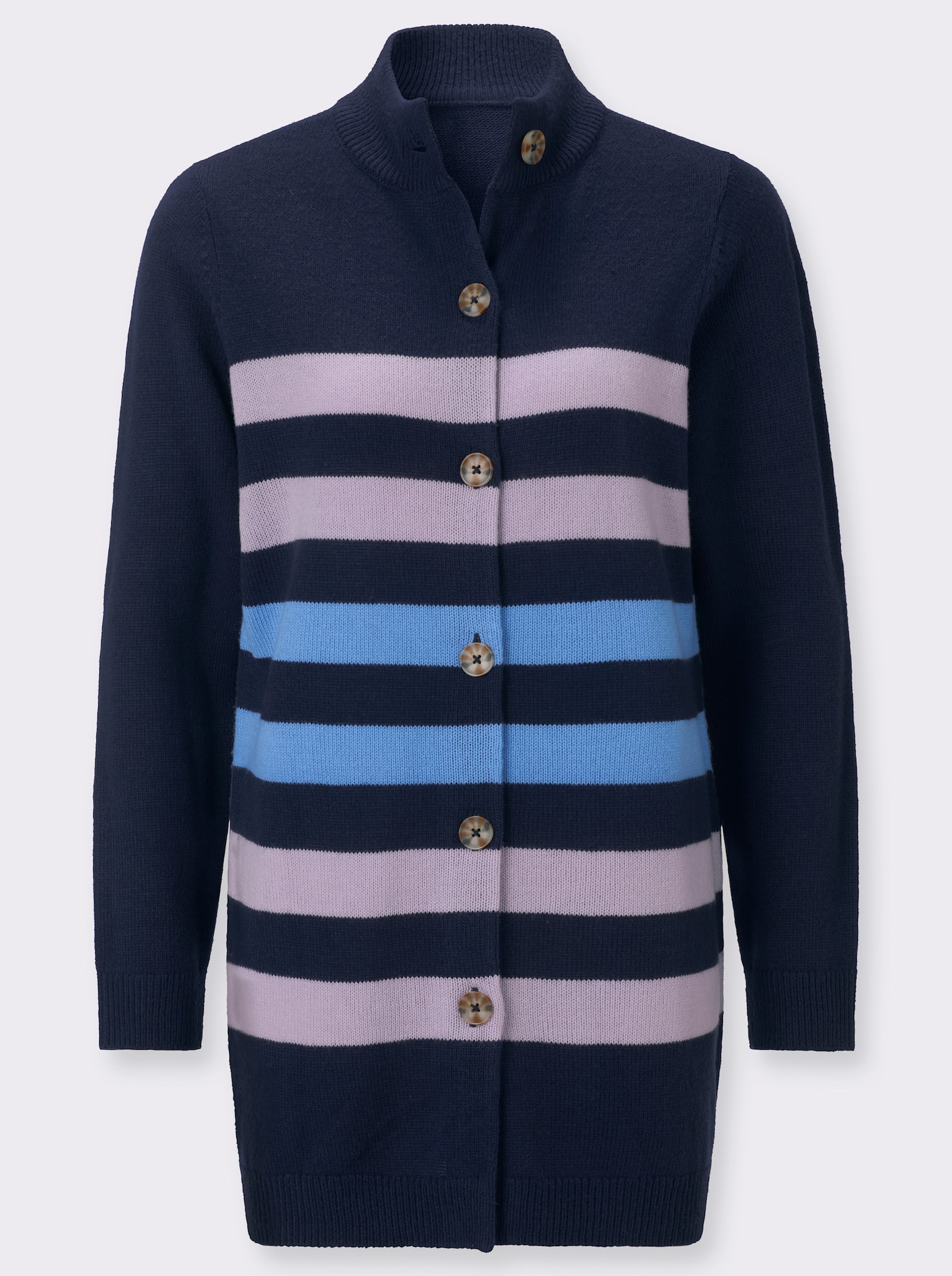 Longstrickjacke - marine-lavendel