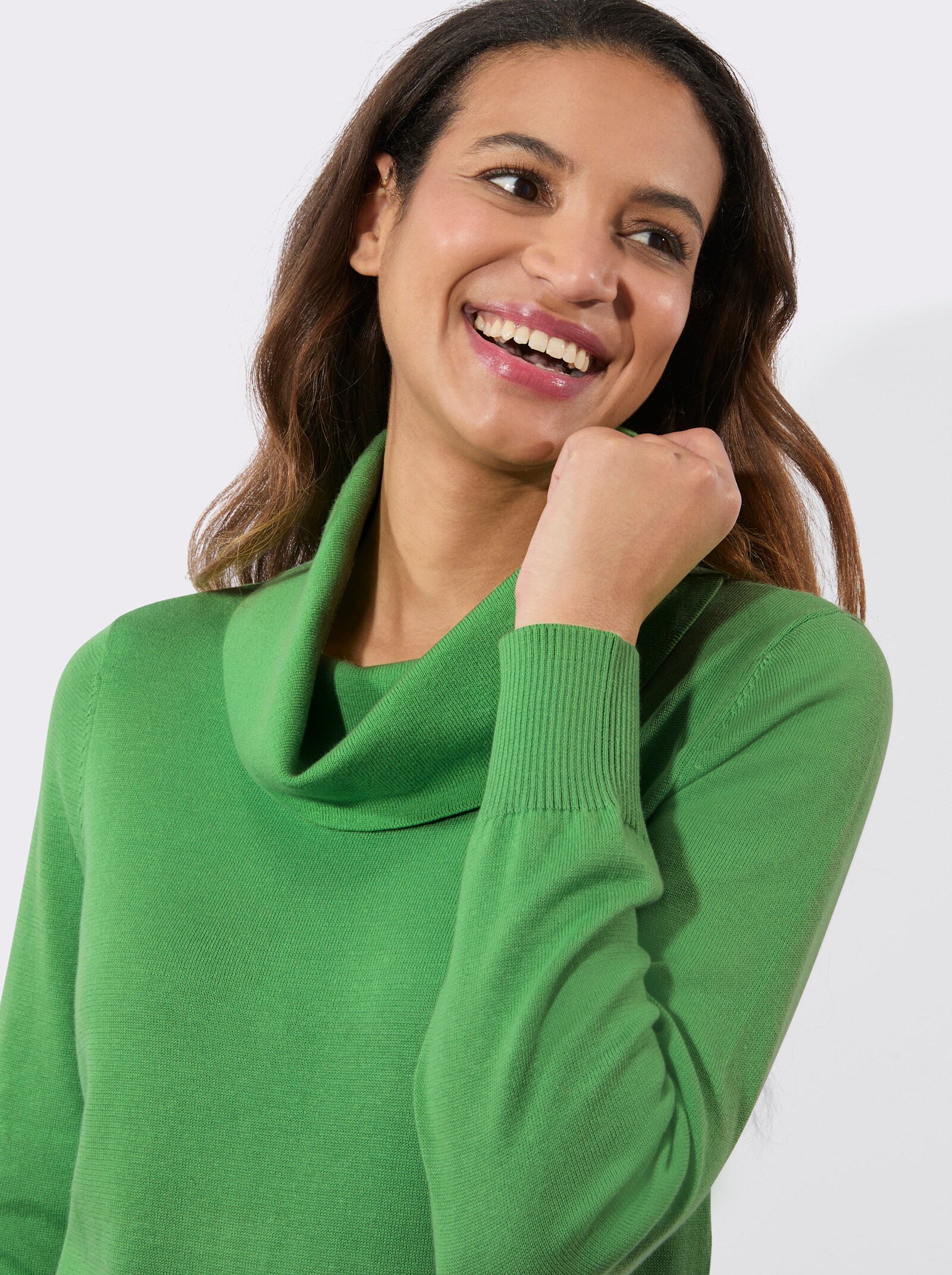Rollkragenpullover aus weichem Feinstrick - apfel