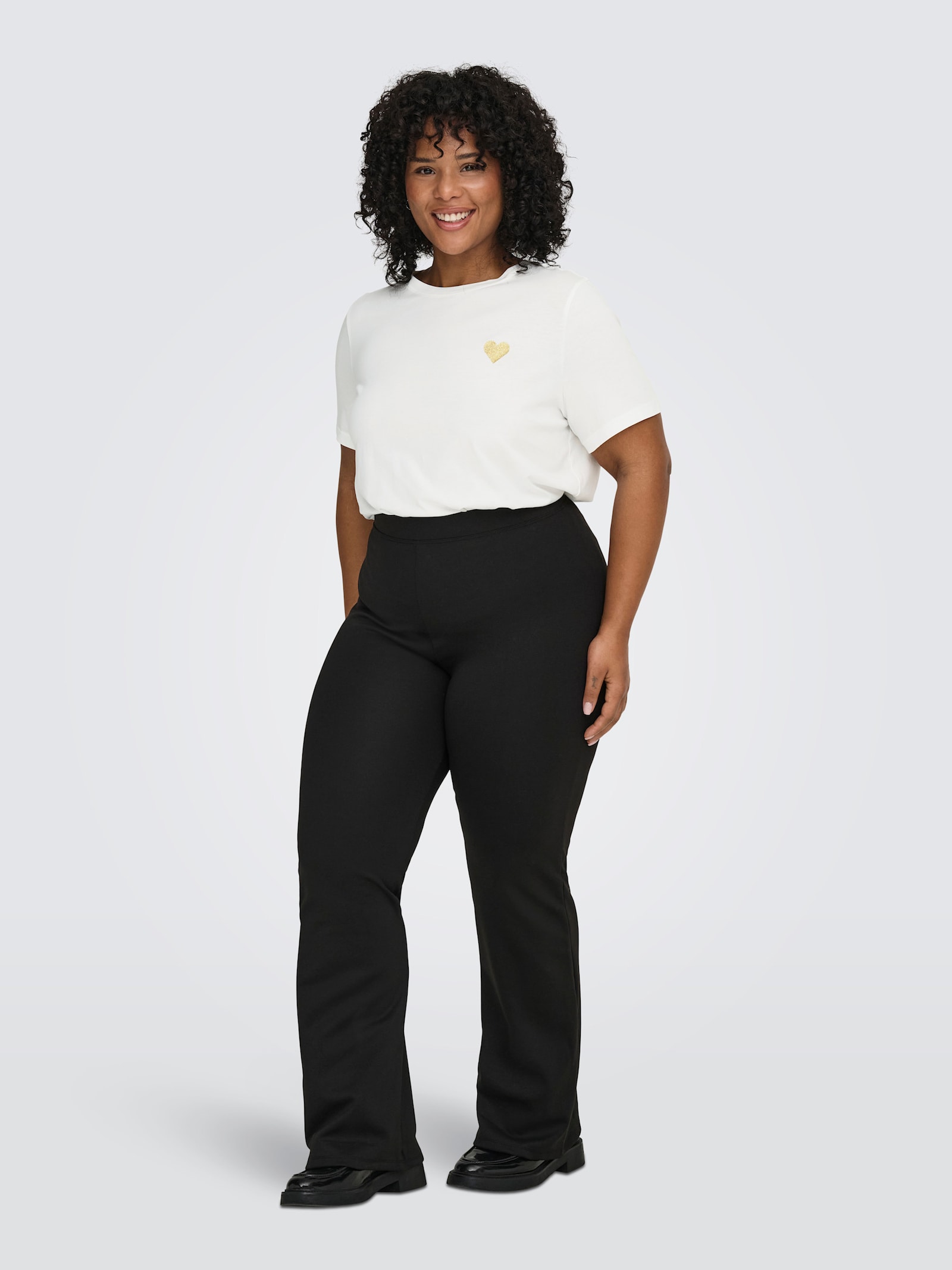 ONLY CARMAKOMA T-Shirt - cloud dancer print:gold glitter heart