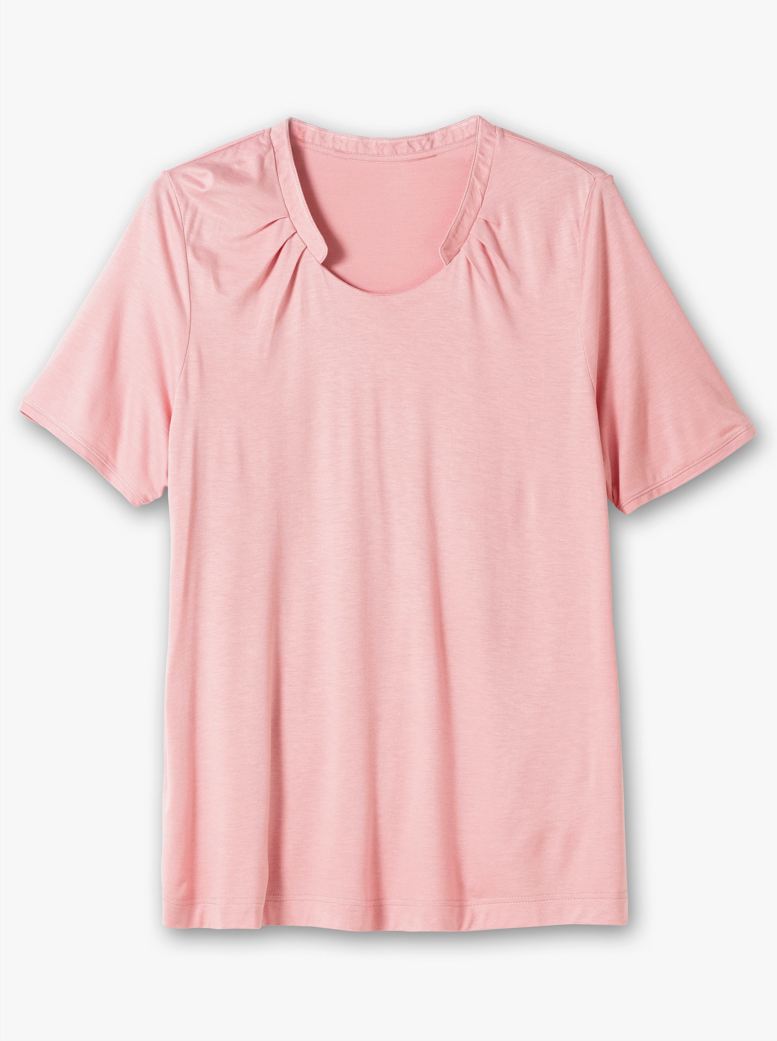 Kurzarmshirt mit Falten vorne - rosenquarz