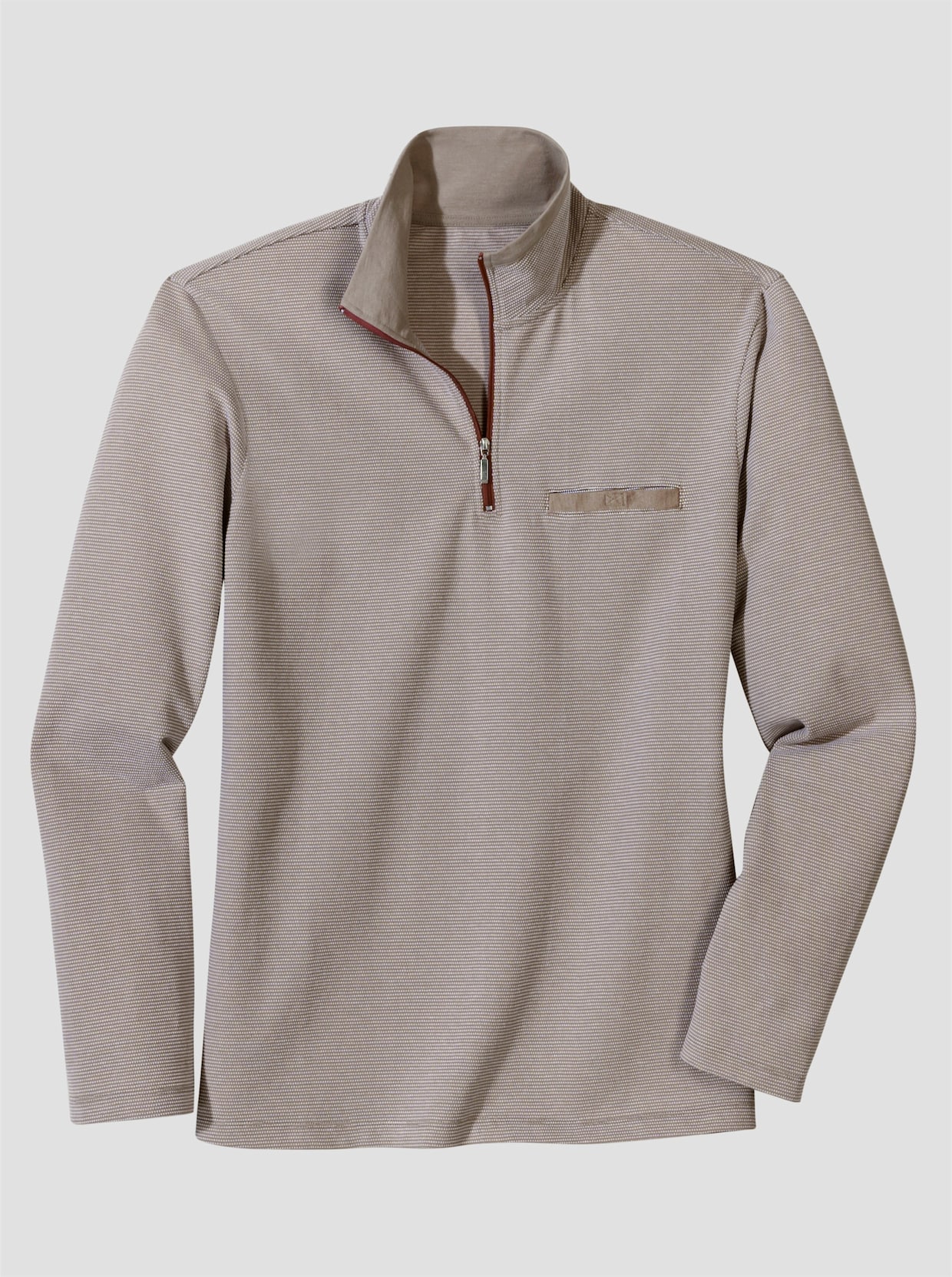 Sweatshirt mit Brusttasche - sesam-gemustert