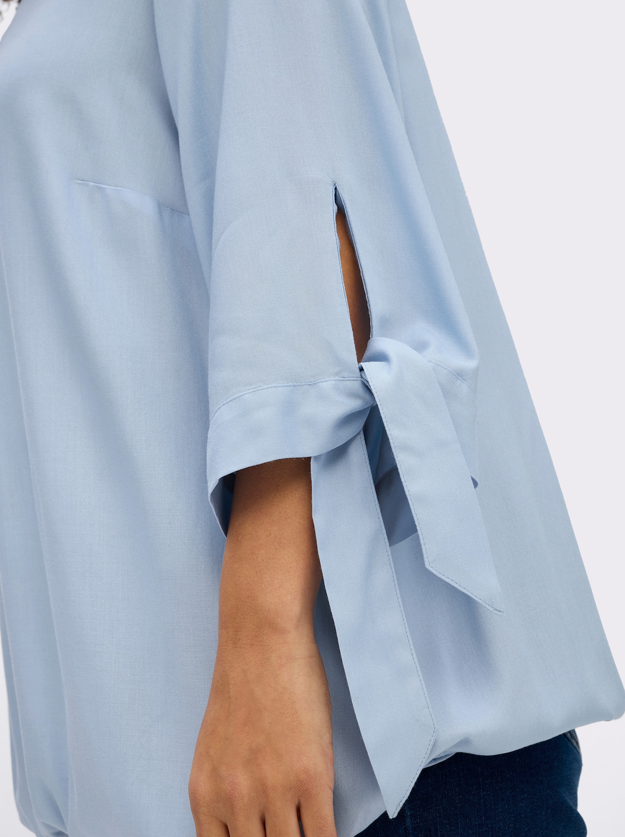 sheego Tunika mit Bindeband am Ärmel - eisblau