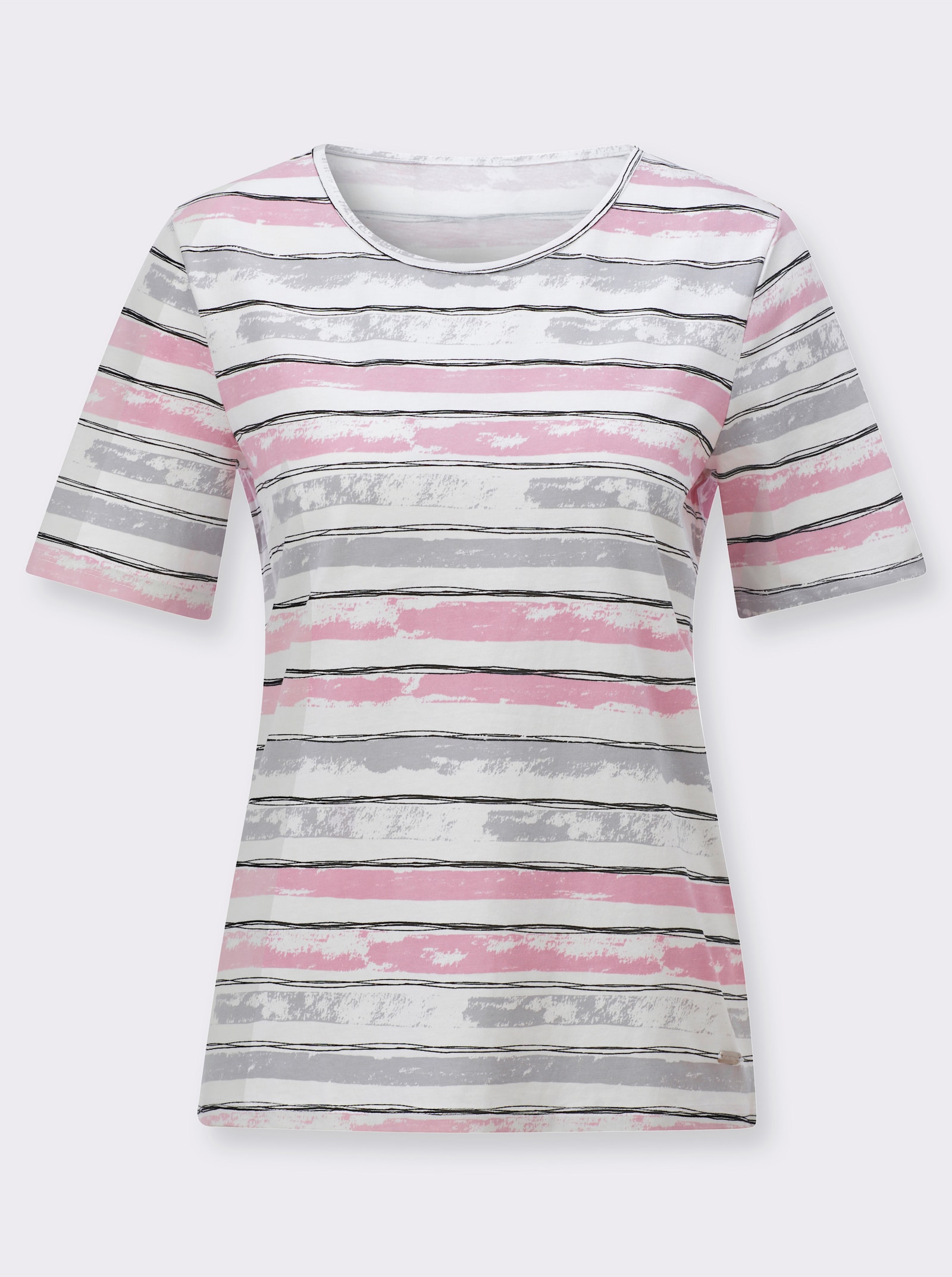 Gestreept shirt van puur katoen - roze/ecru gestreept