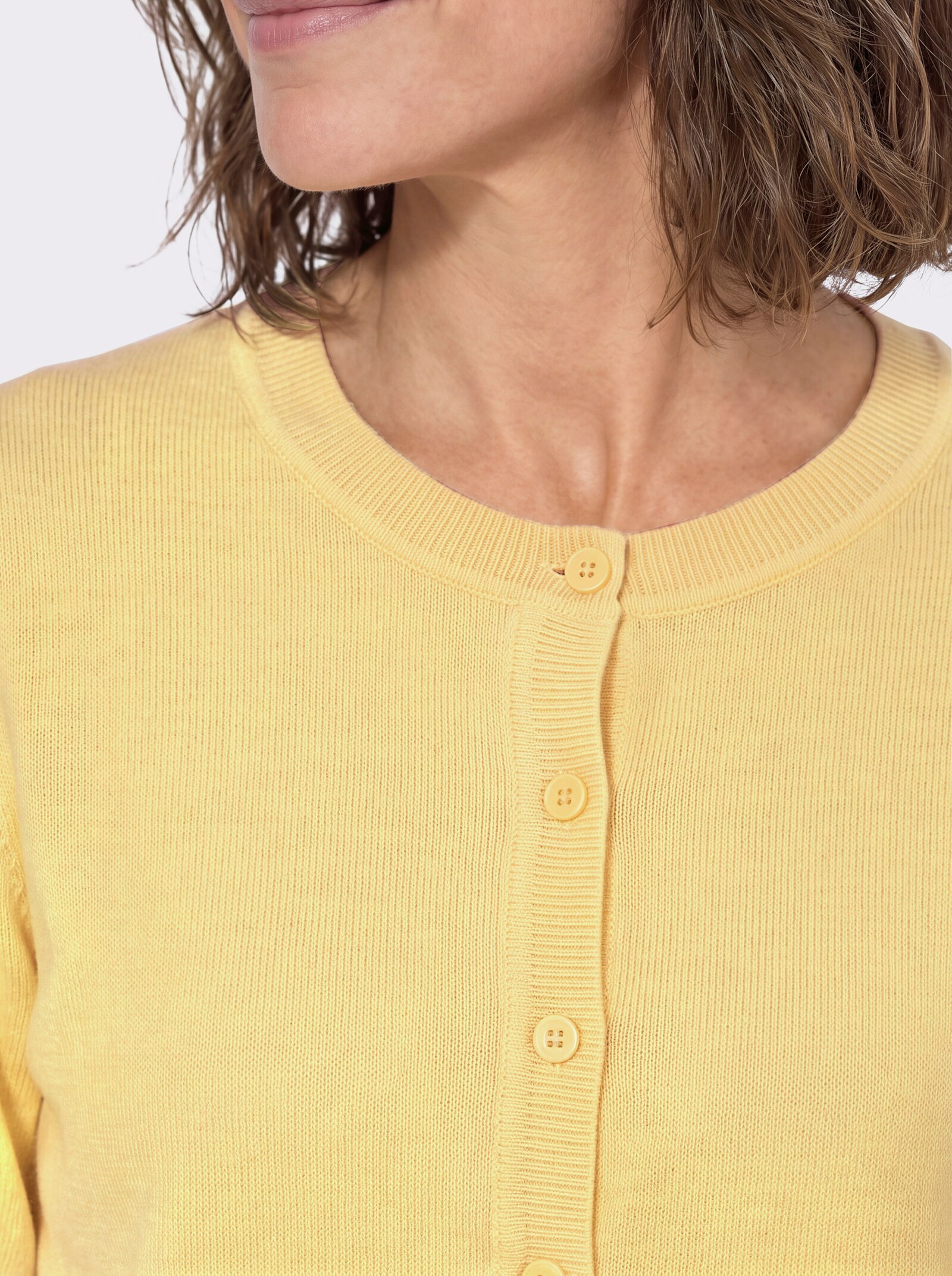 Cardigan mit Rippabschlüssen - zitrone