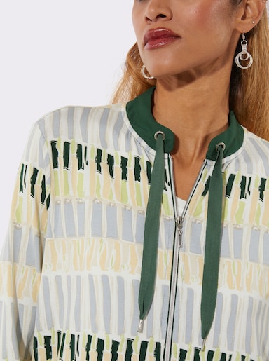 Shirtjacke - ecru-moos-bedruckt