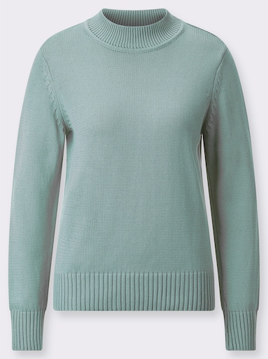 Stehkragenpullover mit Baumwolle - kalkmint
