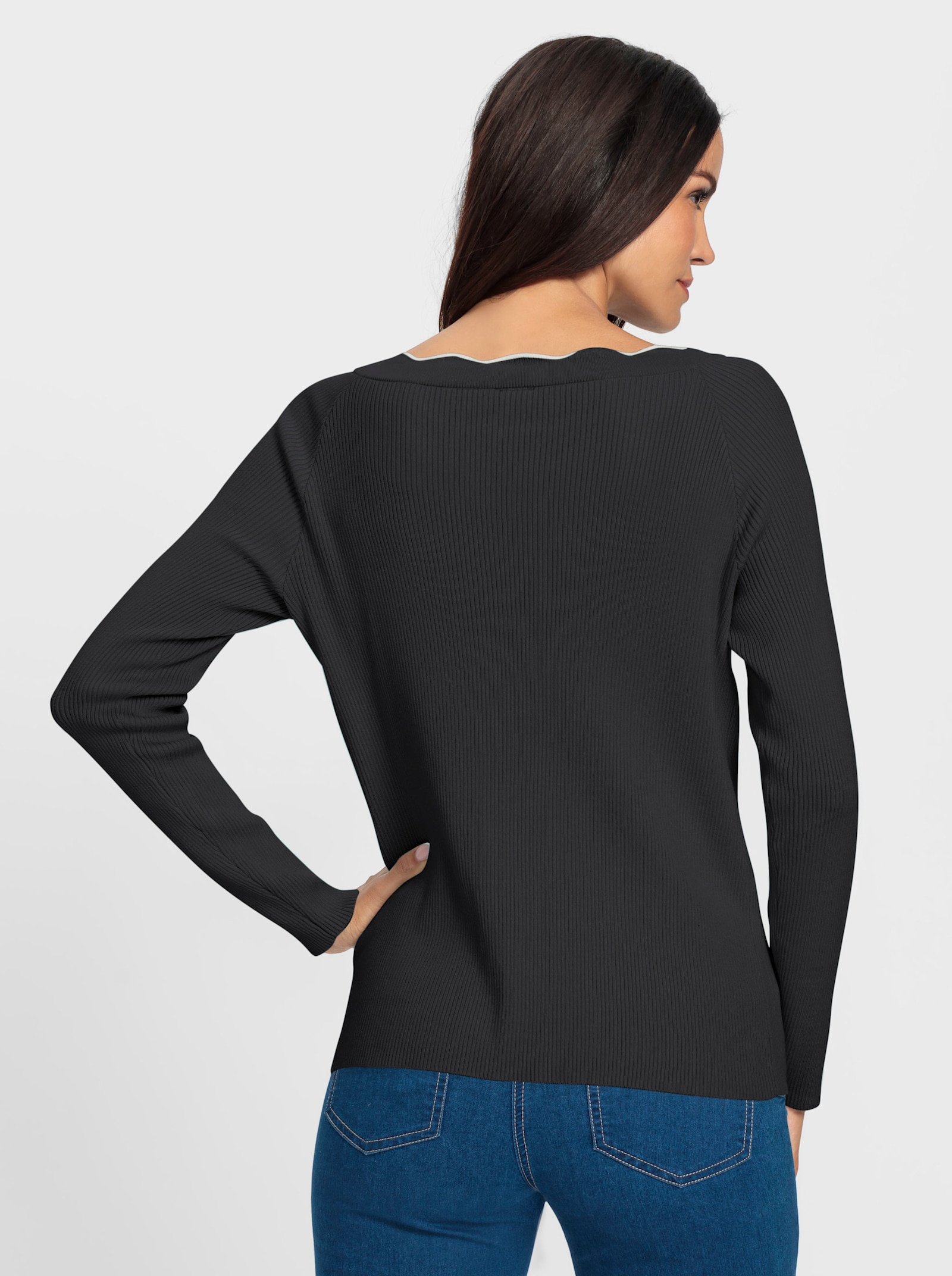 heine Vest met golvende randen - zwart