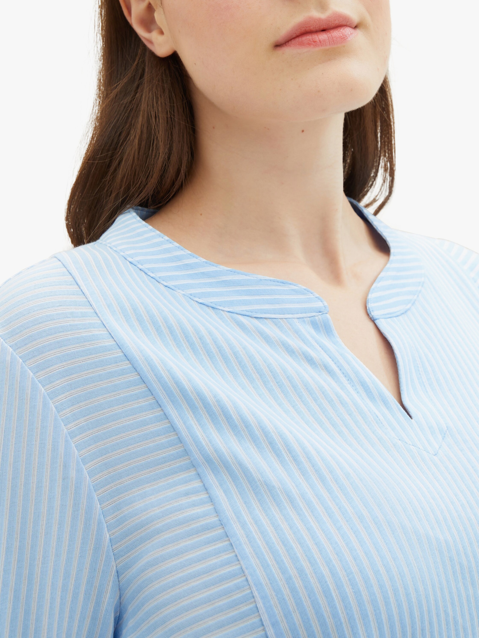 Langarmshirt - blue white thin stripe