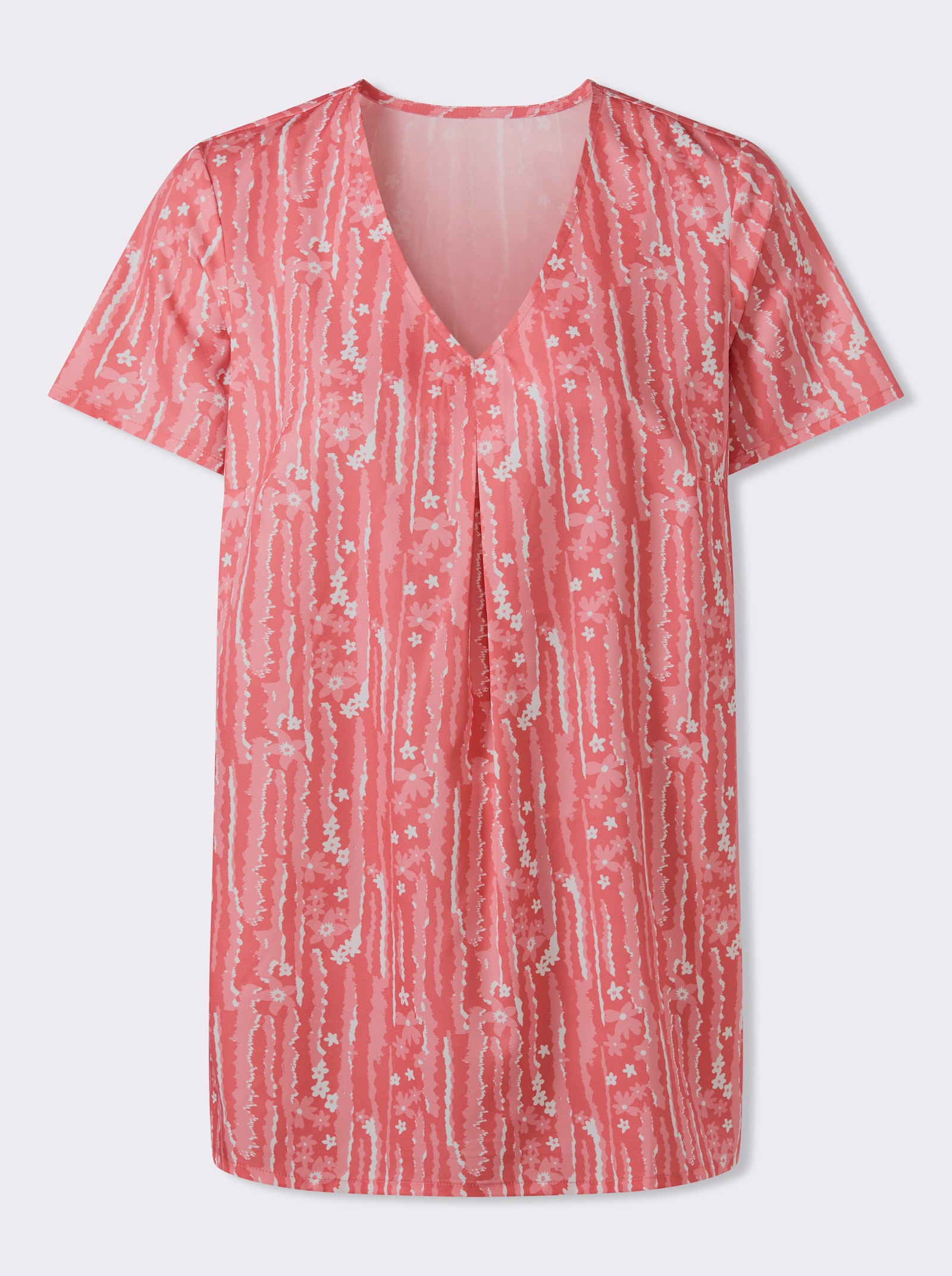 Tunika rozšířeného navlékacího střihu - grepová-ecru-potisk