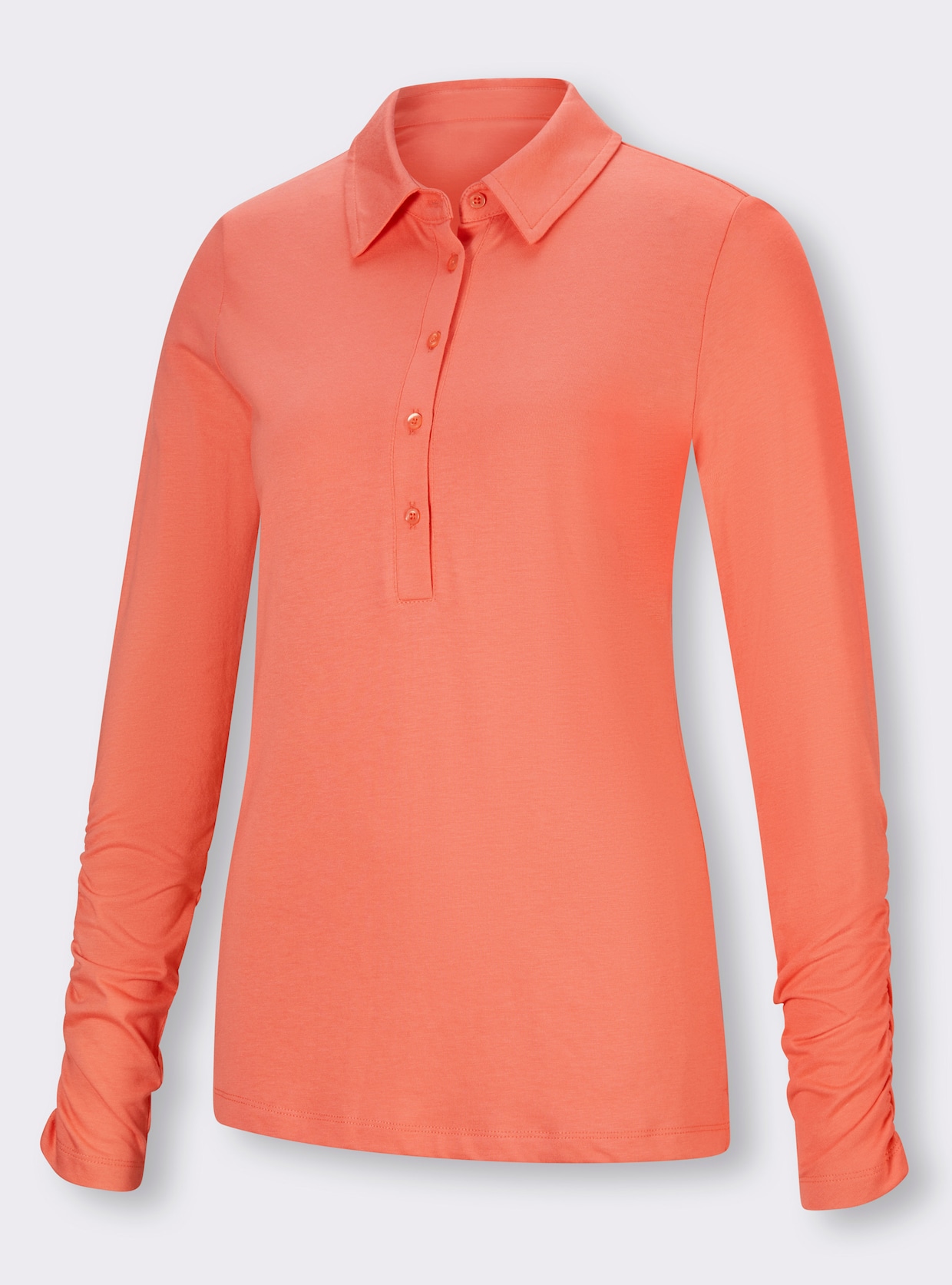 heine Poloshirt met lange mouwen - koraal
