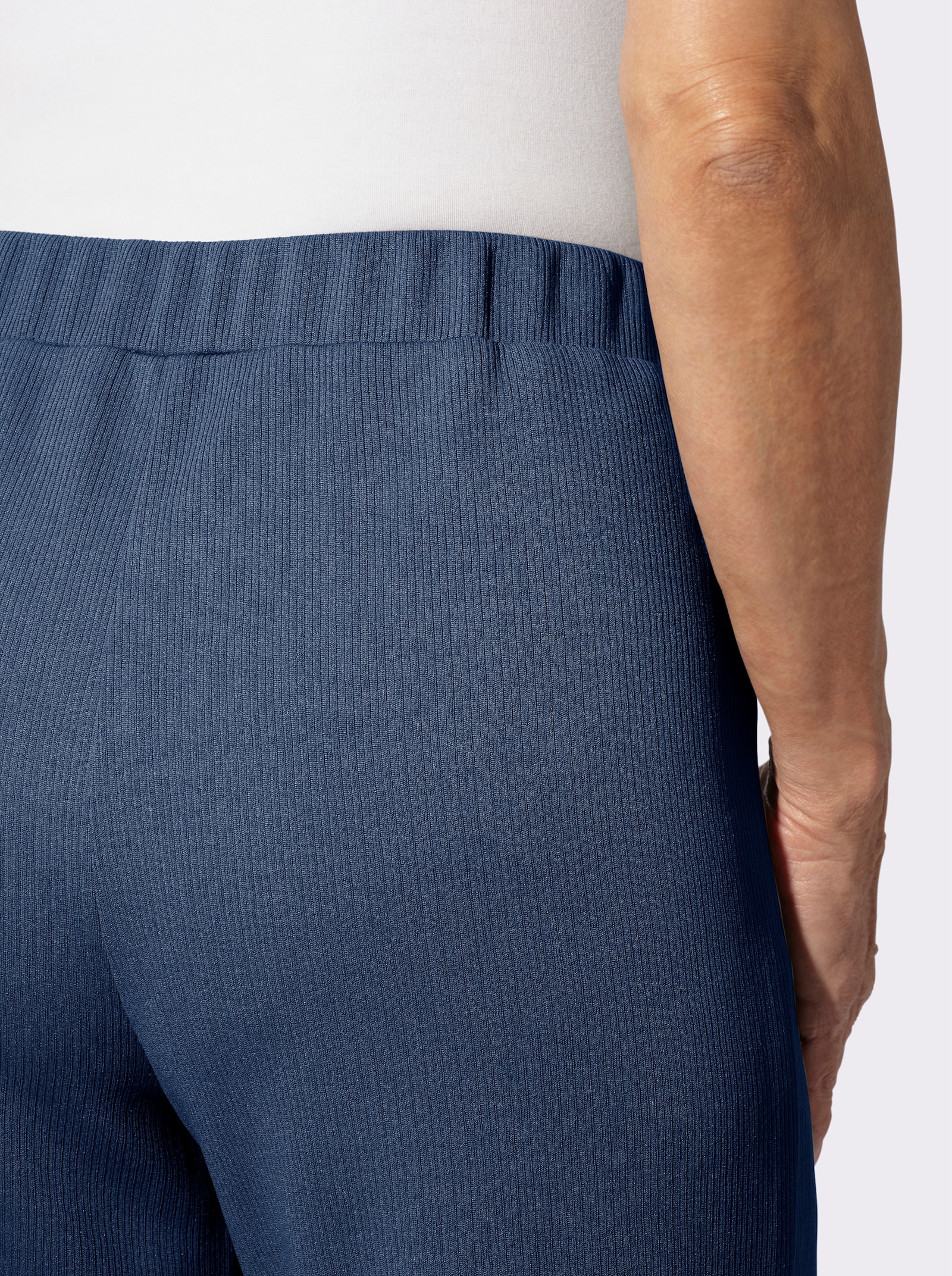 Schlupfhose in Ripp-Optik, pflegeleicht - jeansblau