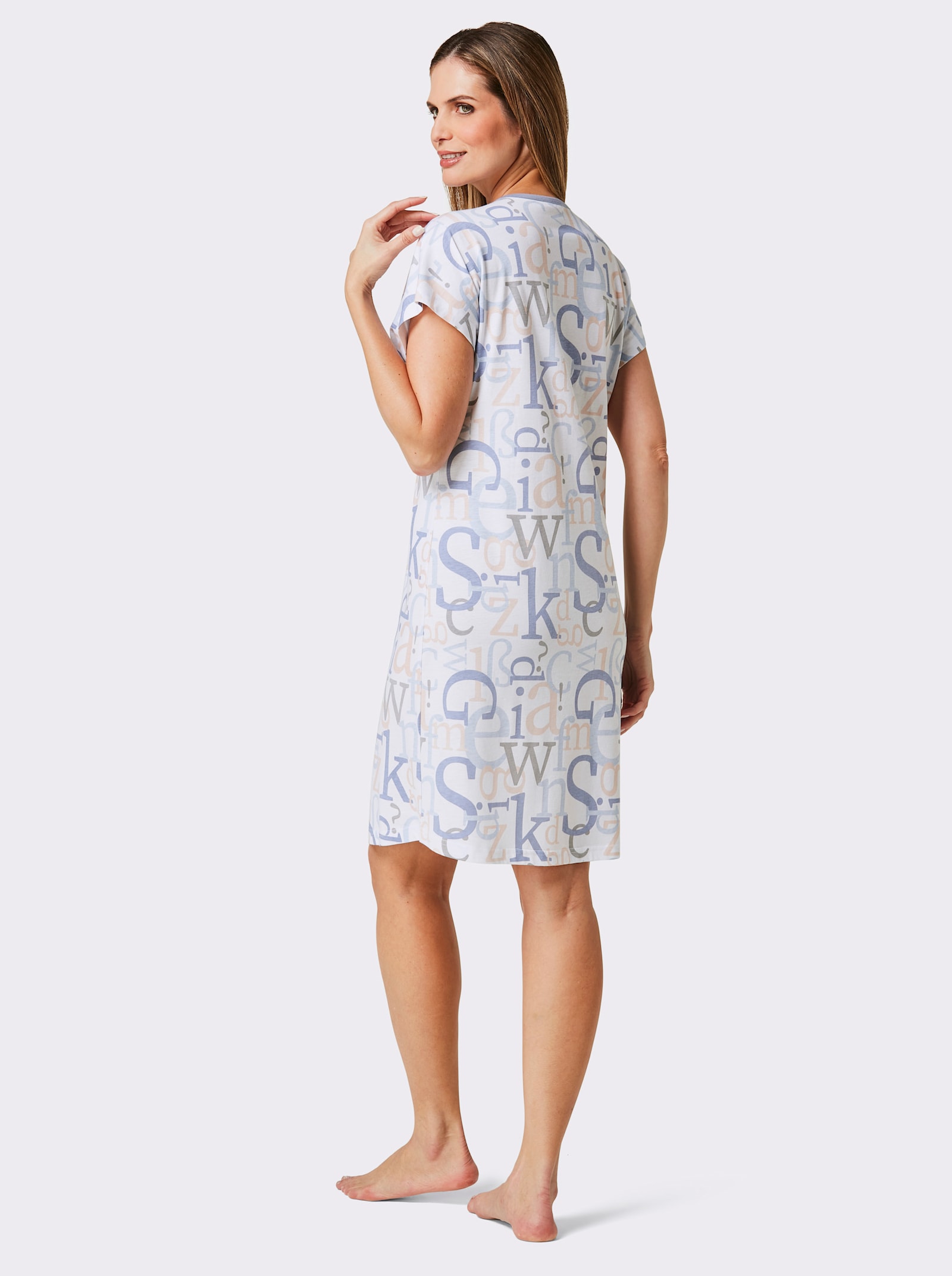 wäschepur Sleepshirt - weiß-taubenblau-bedruckt