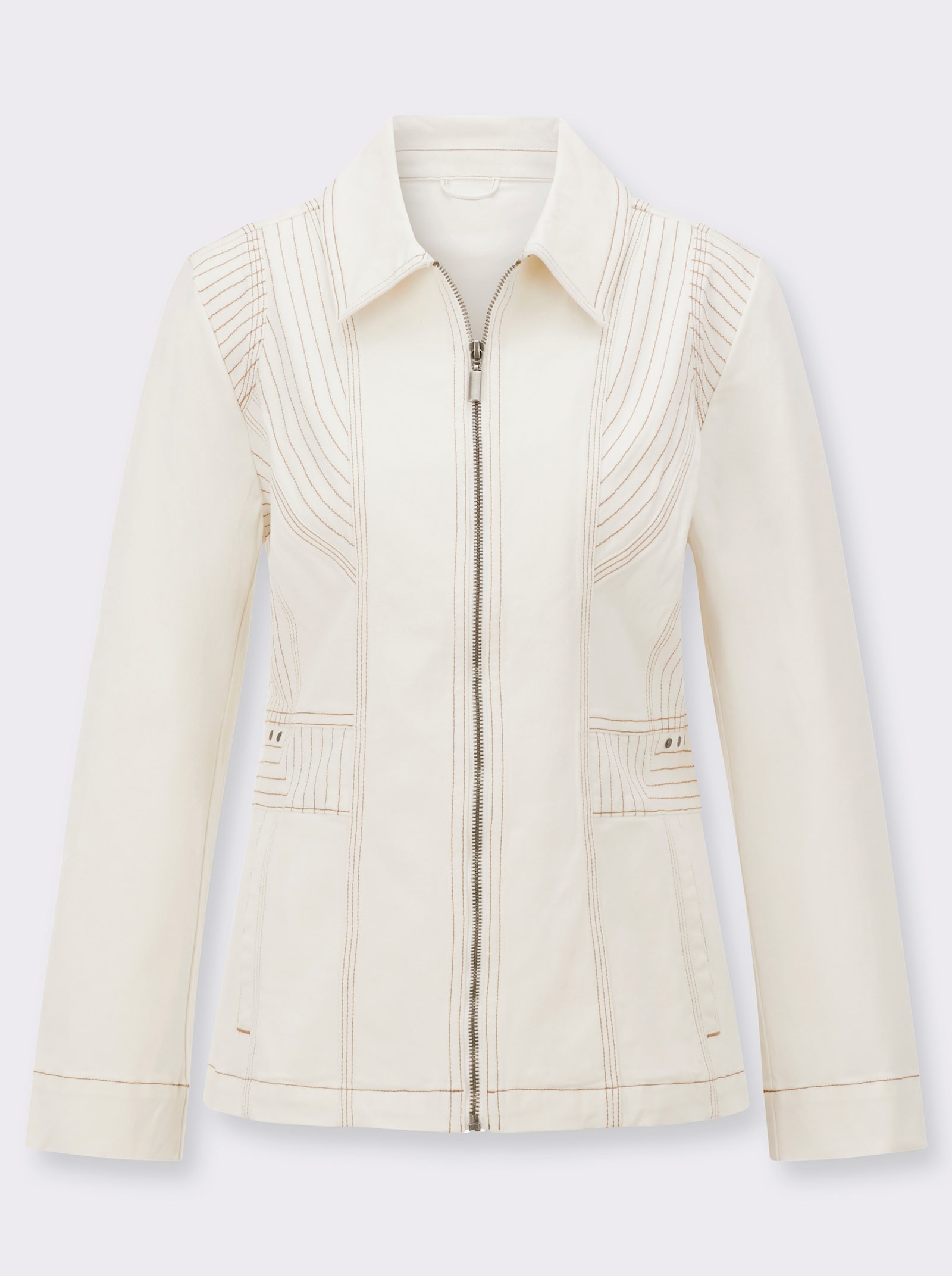 Jeansjack van twill - ecru