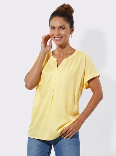 Schlupfbluse aus reiner Viskose - zitrone