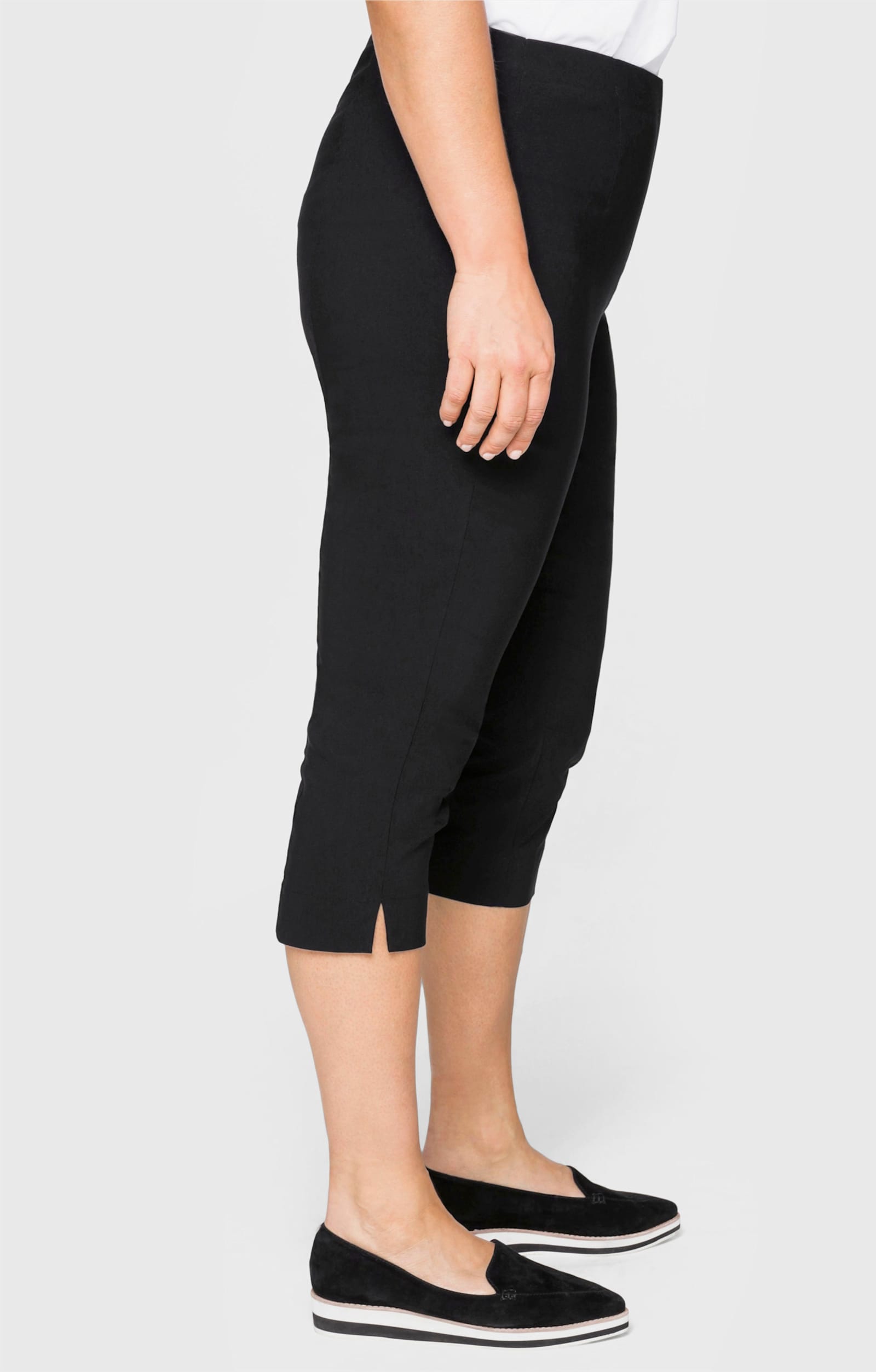 sheego Caprihose mit Schlupfbund, aus Bengalin - schwarz