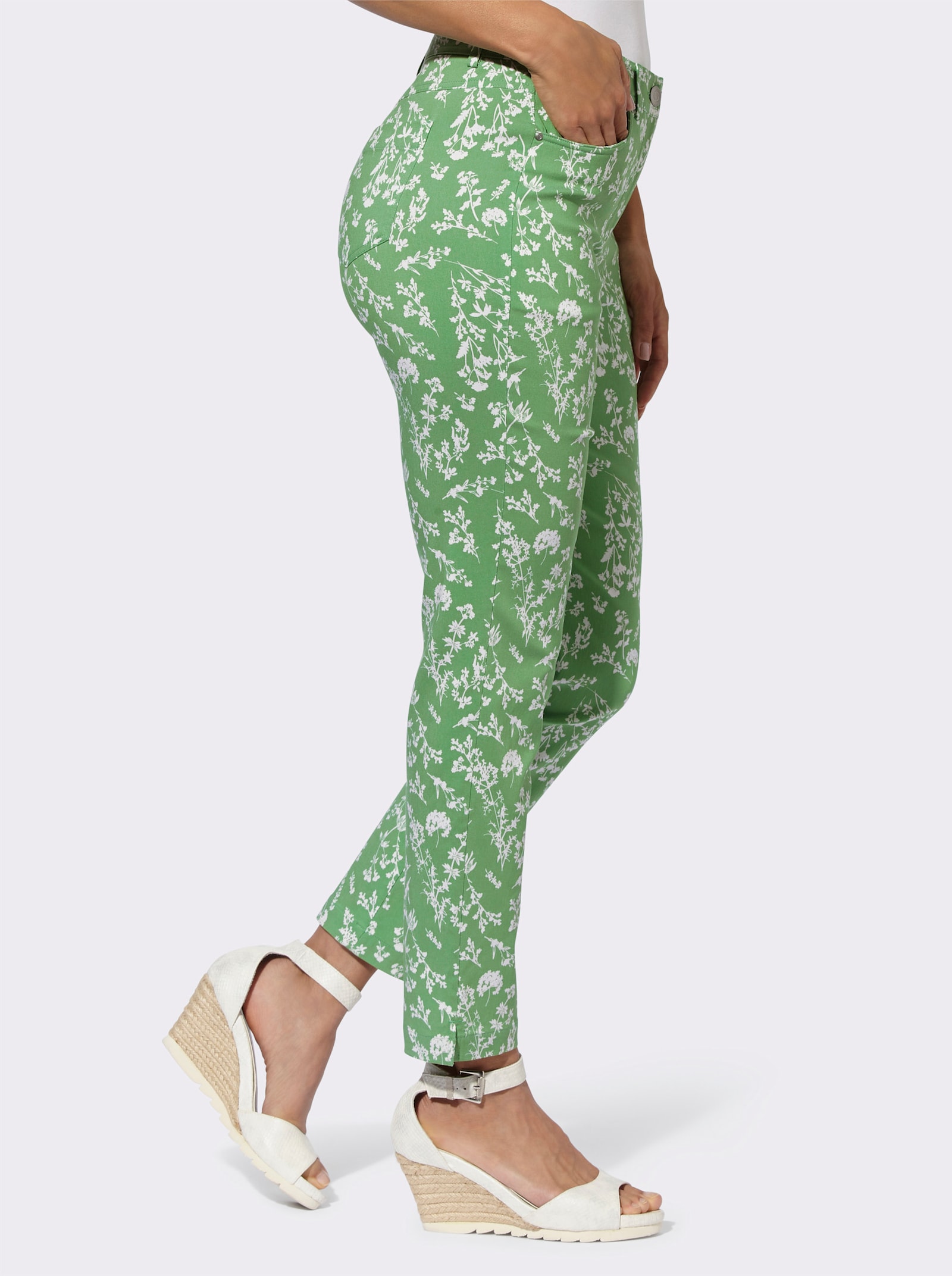 Bengalinhose mit floralem Druck - apfel-ecru-bedruckt