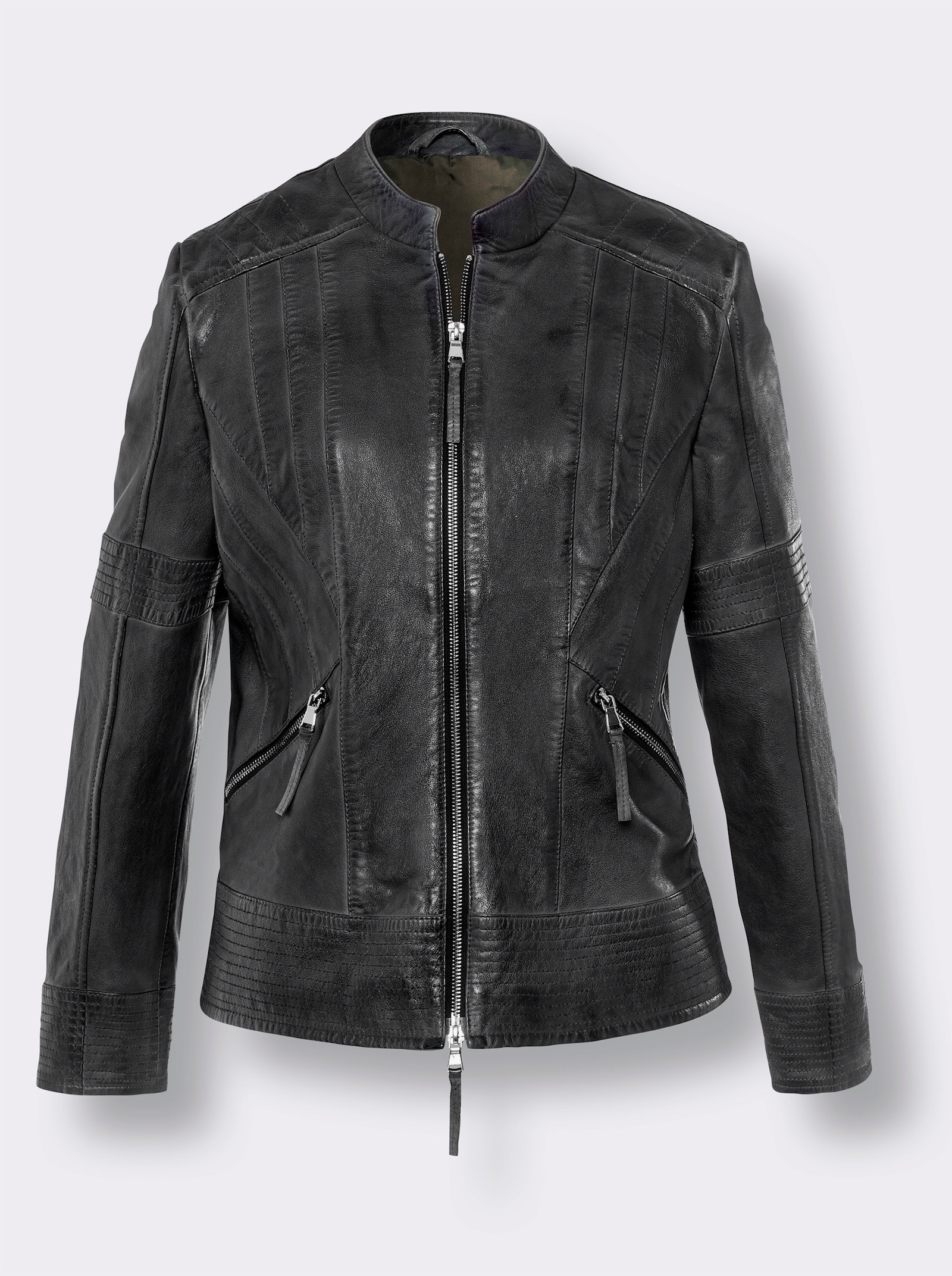 heine Lederjacke mit 2-Wege-Reissverschluss - marine