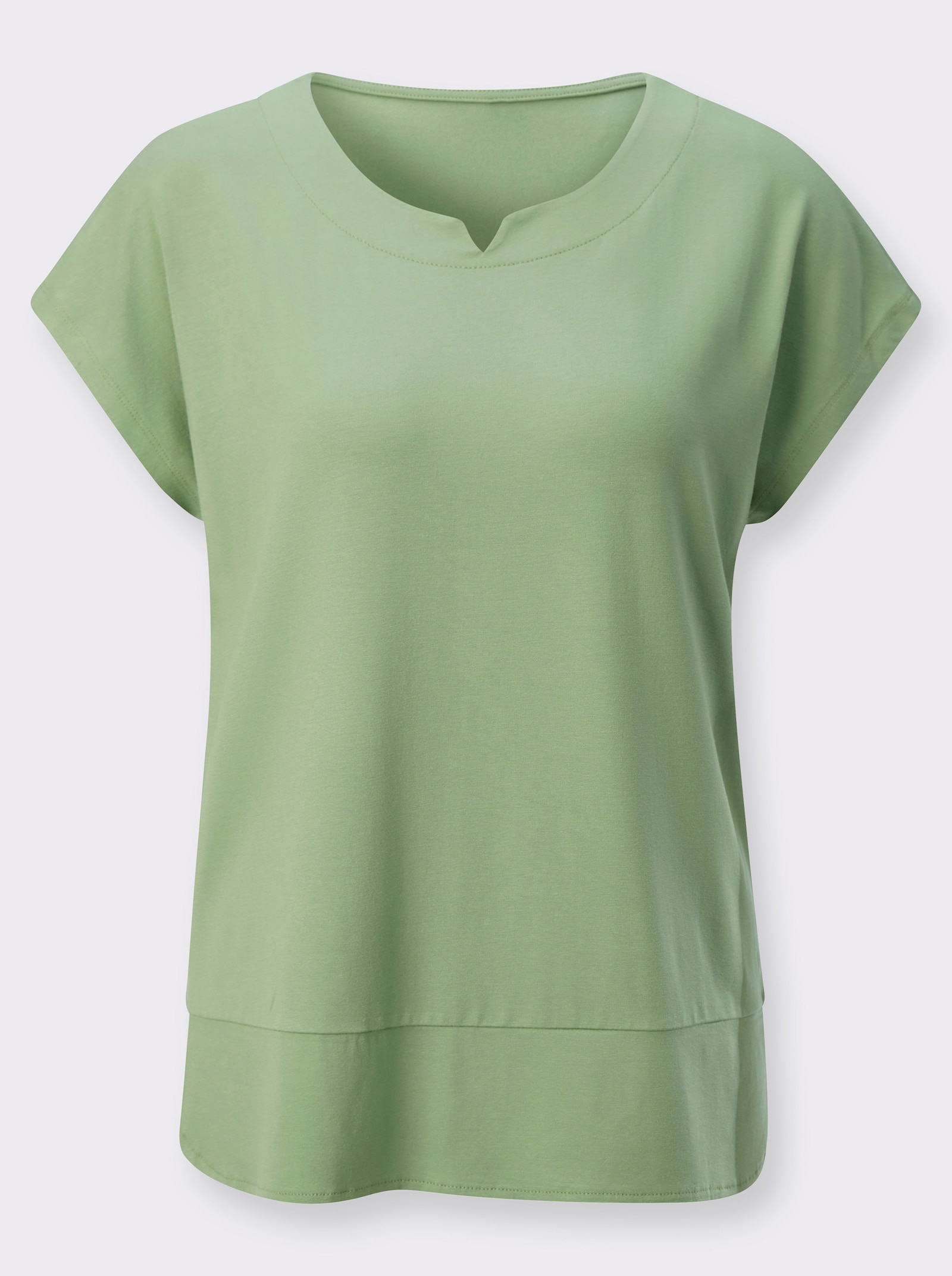 Kurzarmshirt mit abgerundetem Saum - eucalyptus