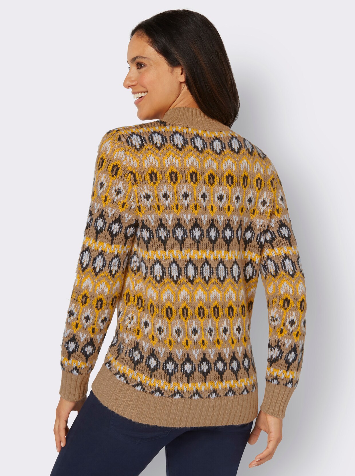 Jacquardpullover - camel-ocker-gemustert