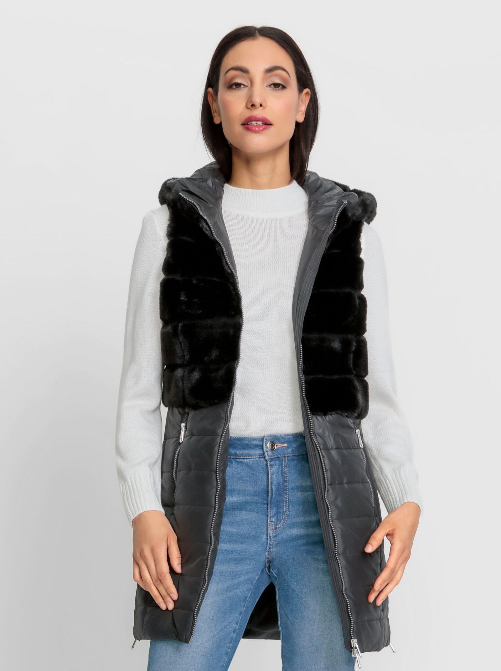heine Bodywarmer met ritszakken - zwart