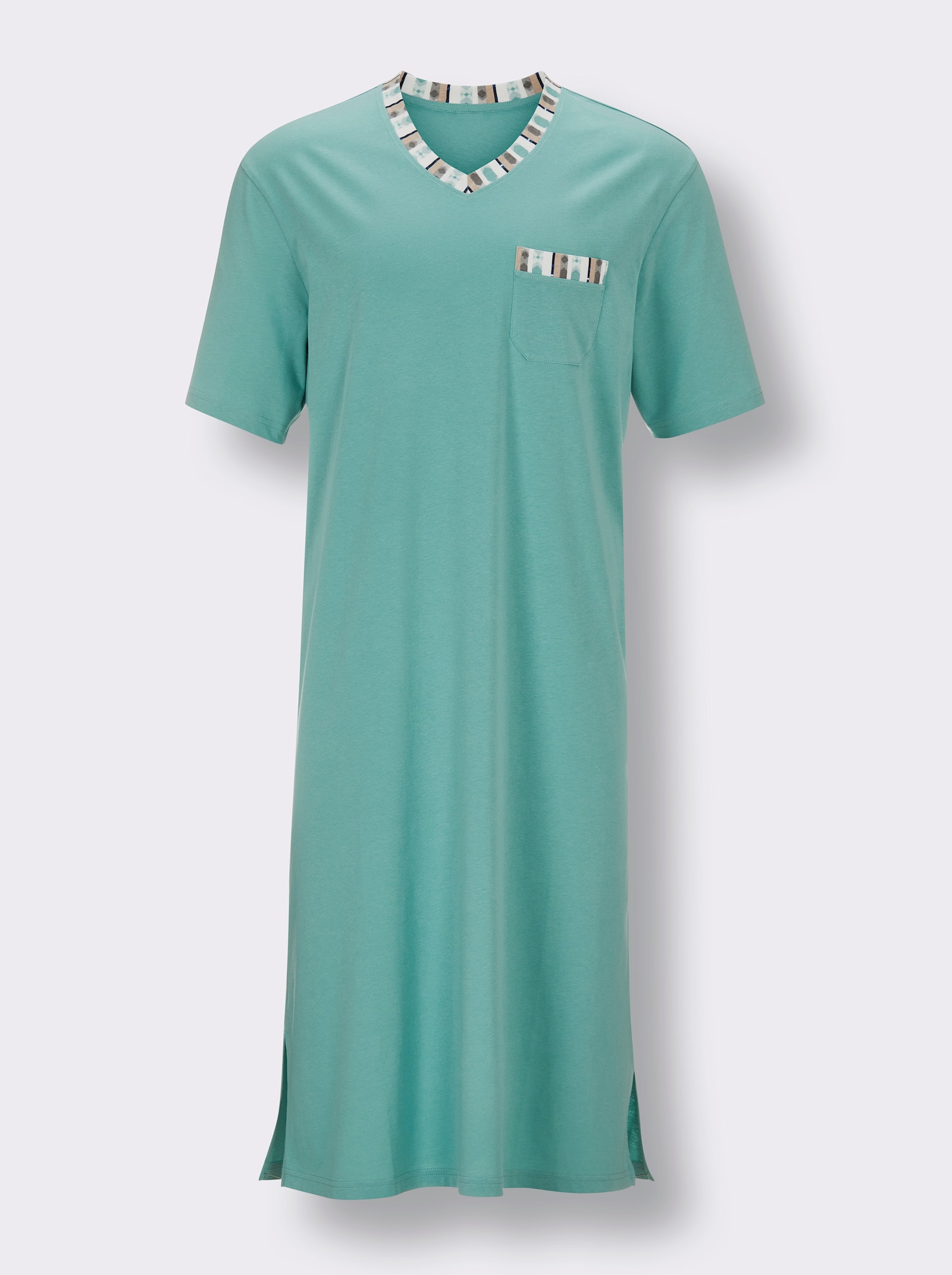 wäschepur men Nachthemden - ecru/salie bedrukt + salie