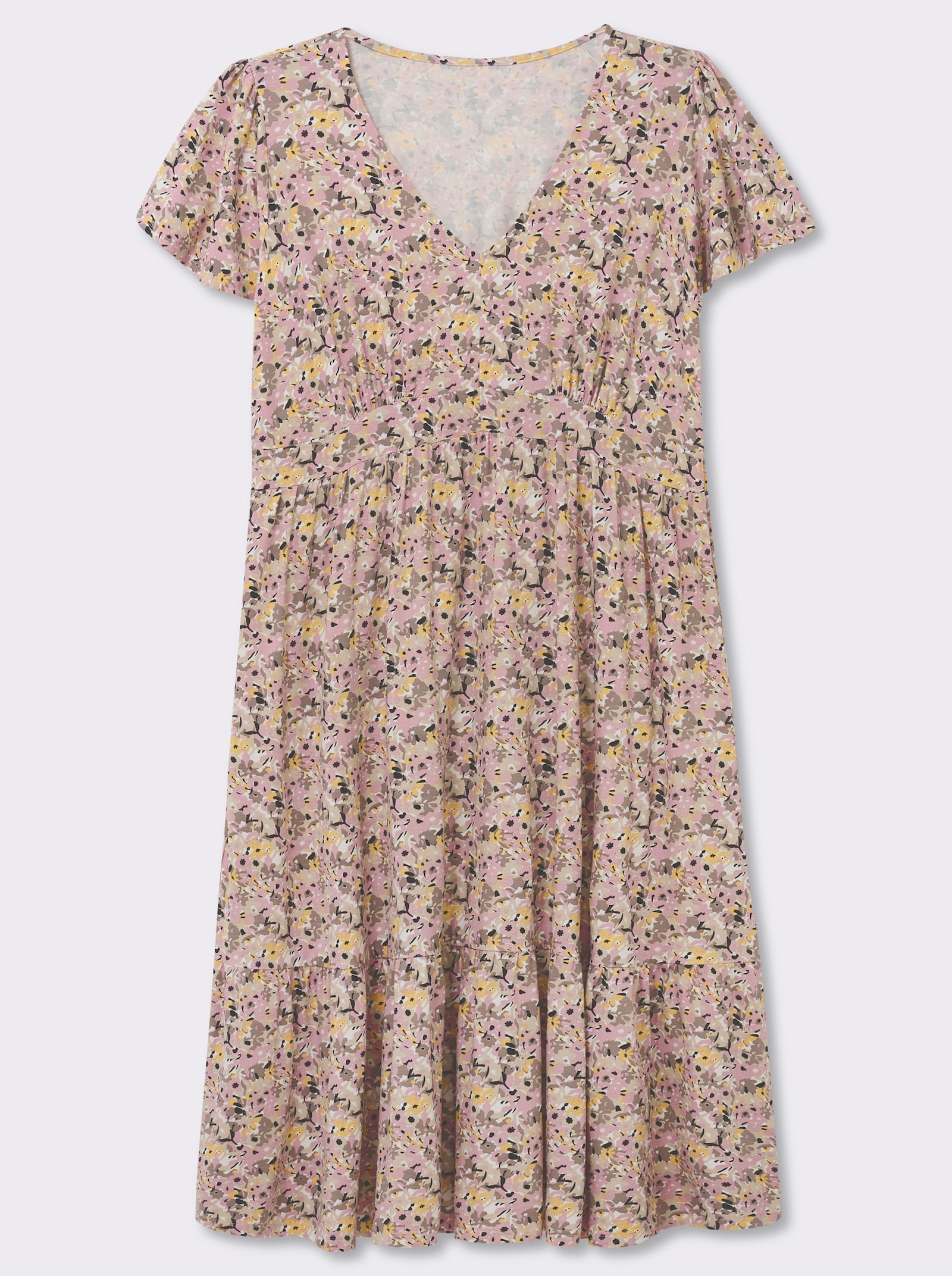  Jerseykleid mit Flügelärmeln - hortensie-gelb-bedruckt