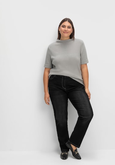 High-waist-Jeans - black denim