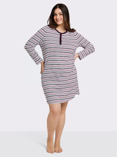 wäschepur Sleepshirt mit garngefärbtem Ringelmuster - pflaume