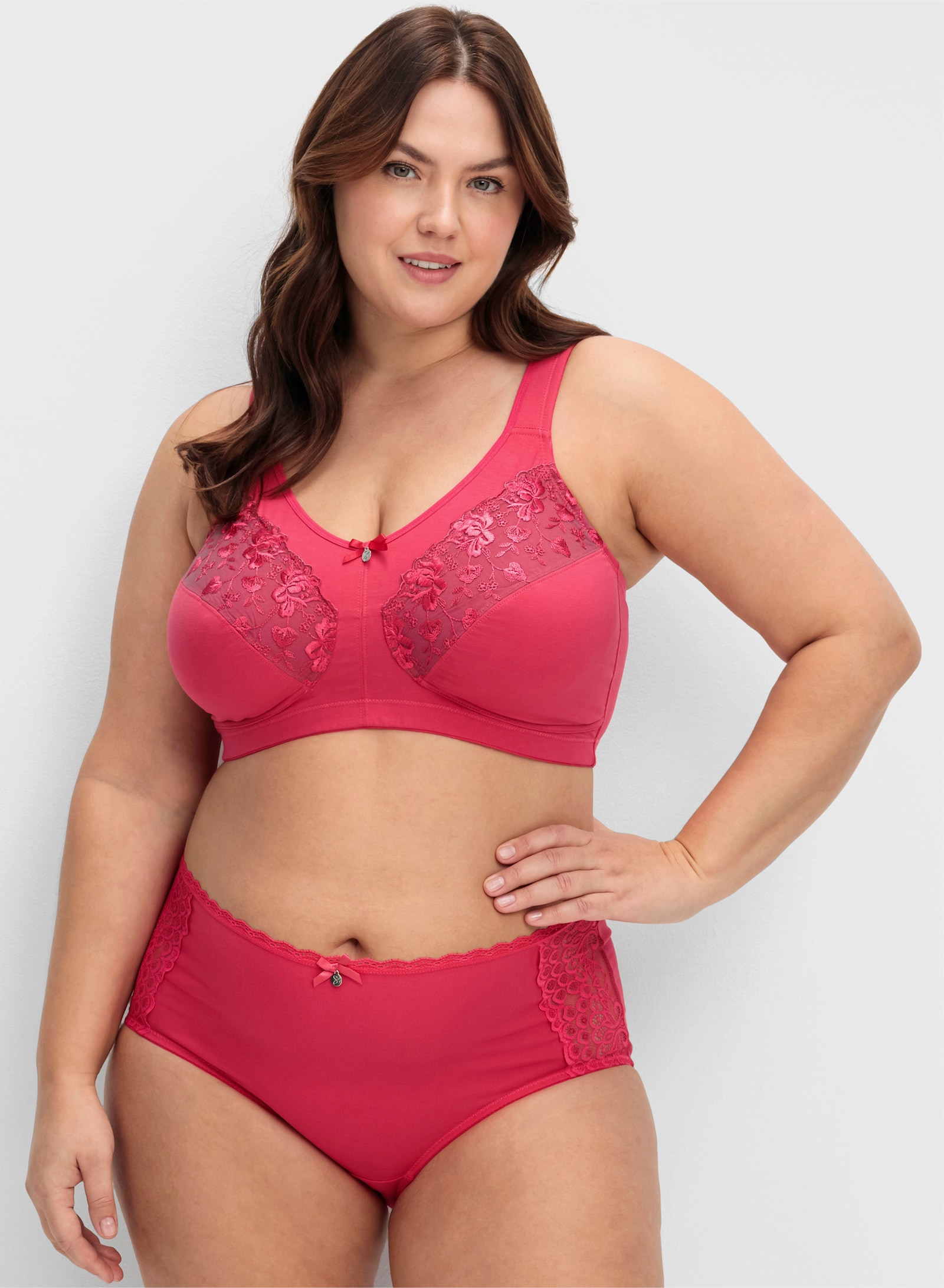 sheego Entlastungs-BH ohne Bügel im Doppelpack - graphit + orchidee