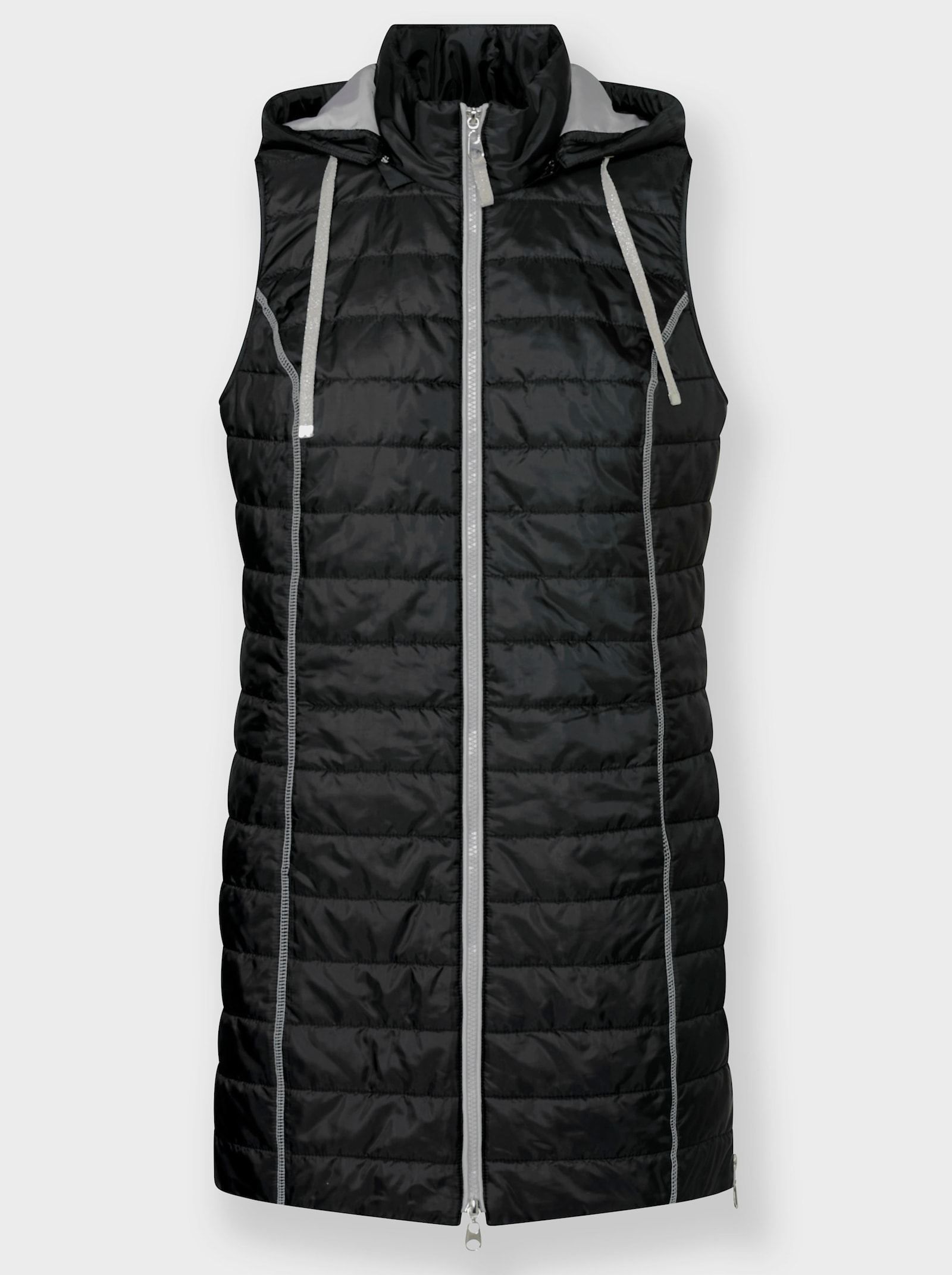 Dlouhá vesta s odnímatelnou kapucí - černá