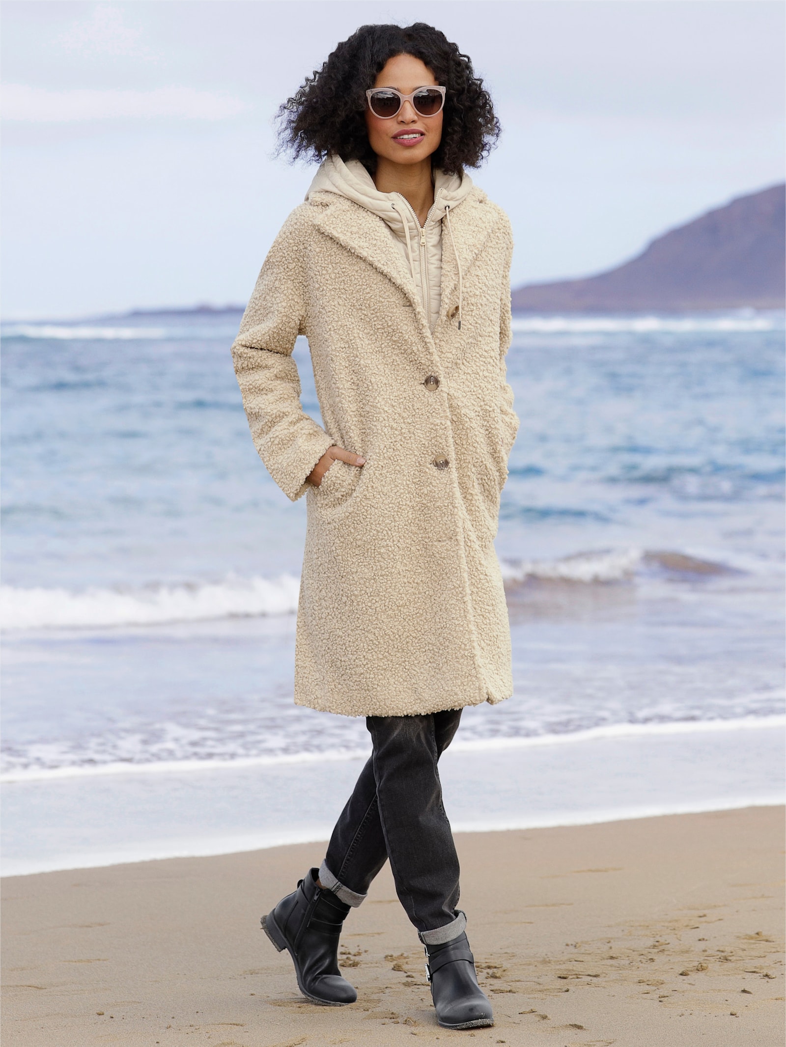 heine Kurzmantel mit herausnehmbarer Weste - sand