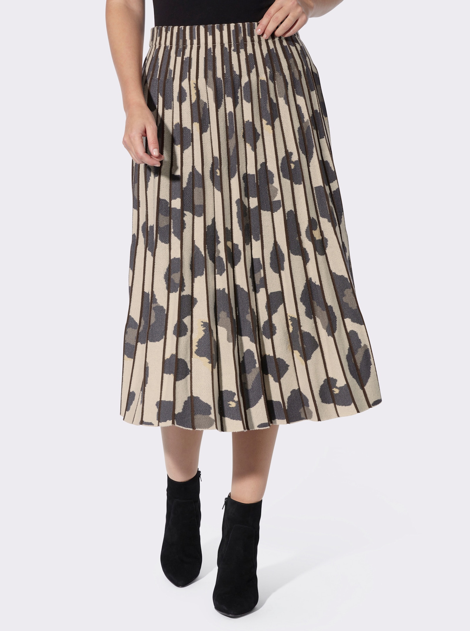 heine Strickrock mit Dehnbund - elfenbein-taupe-gemustert