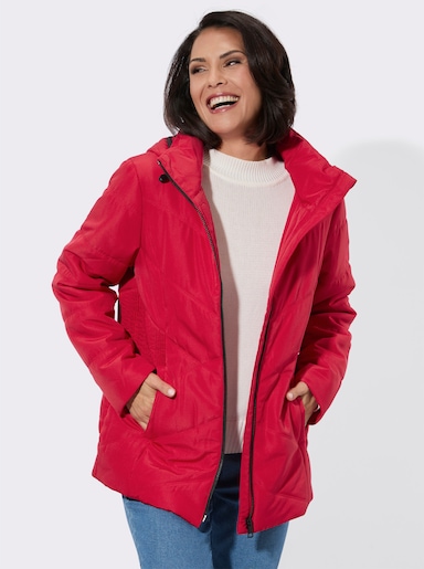 Steppjacke mit gesmokten Seitenpartien - rot