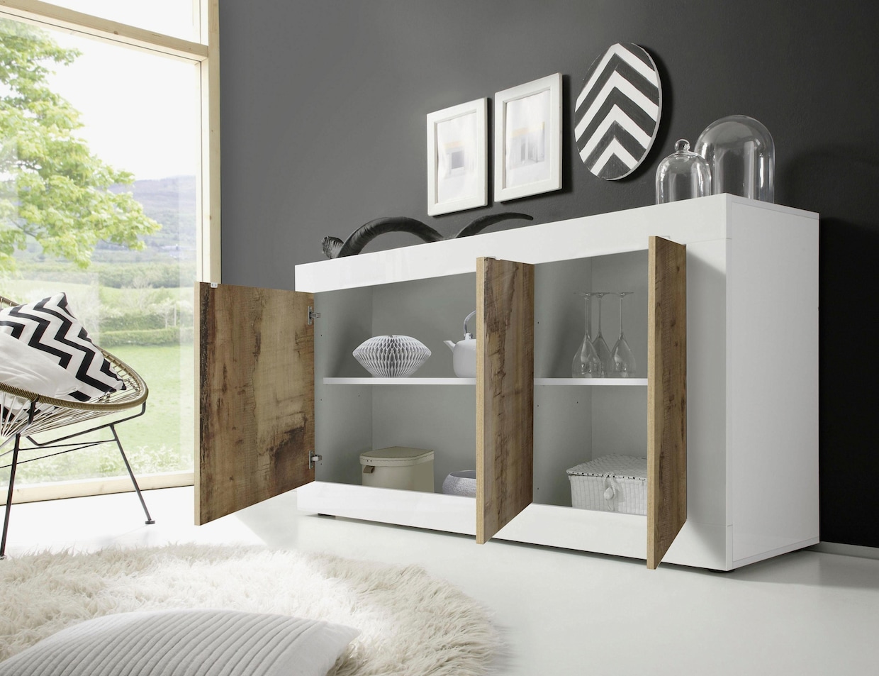 INOSIGN Sideboard - weiß hochglanz lack/pero