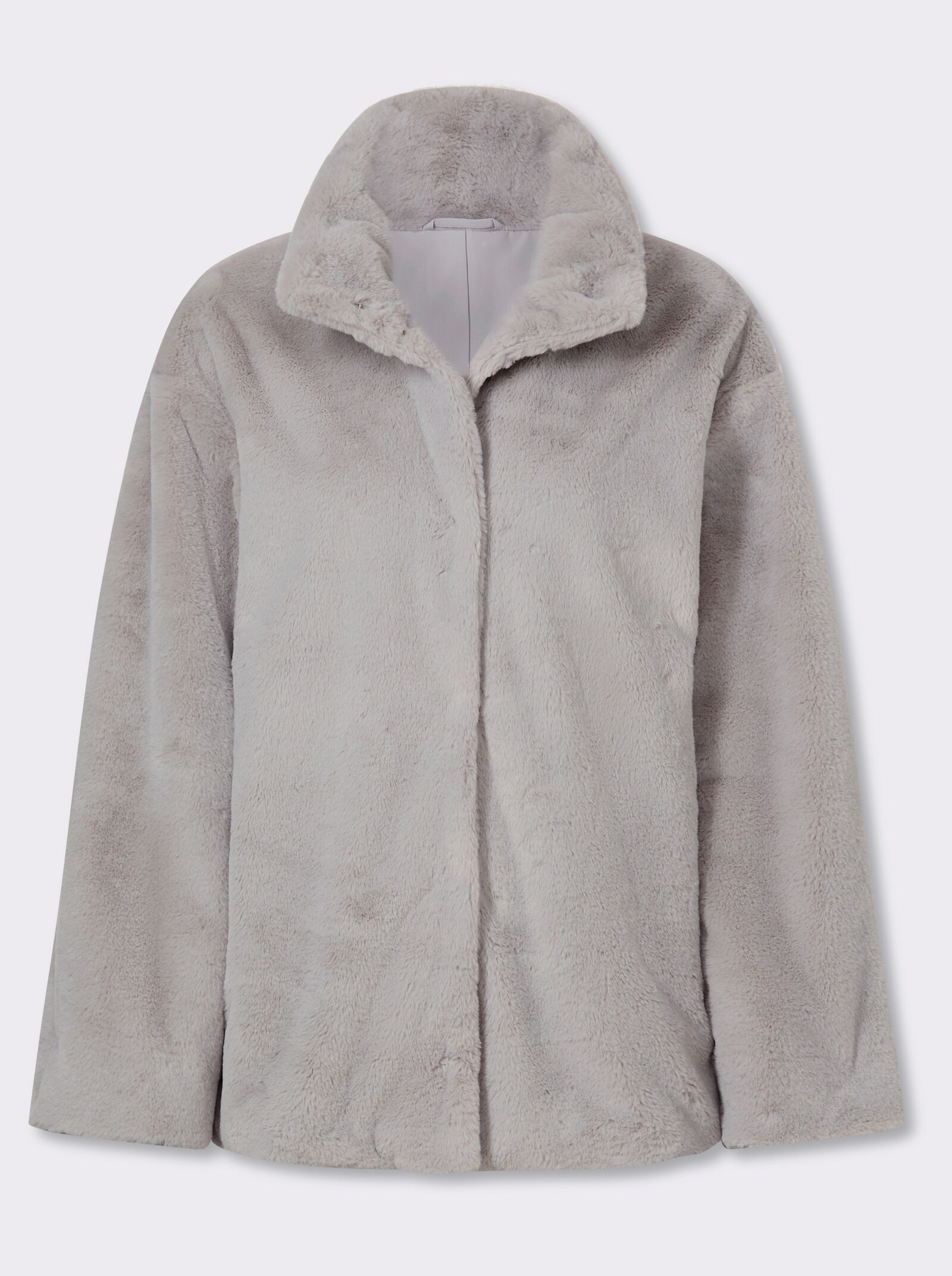 heine Fellimitatjacke mit Stehkragen - hellgrau