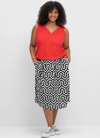 sheego Tanktop mit V-Ausschnitt und Zierknopfleiste - rot