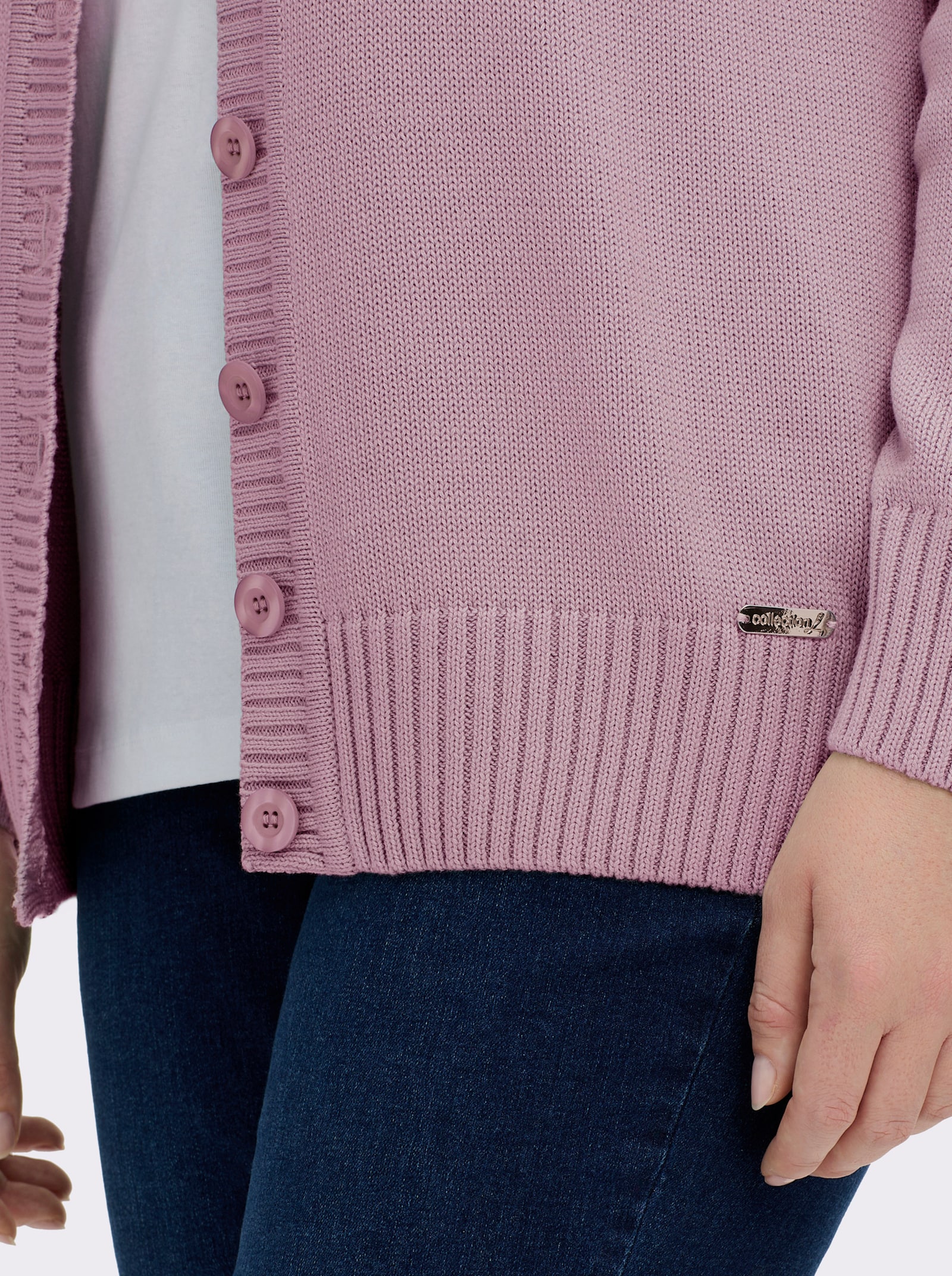 Strickjacke mit farblich abgestimmten Knöpfen - altrosé