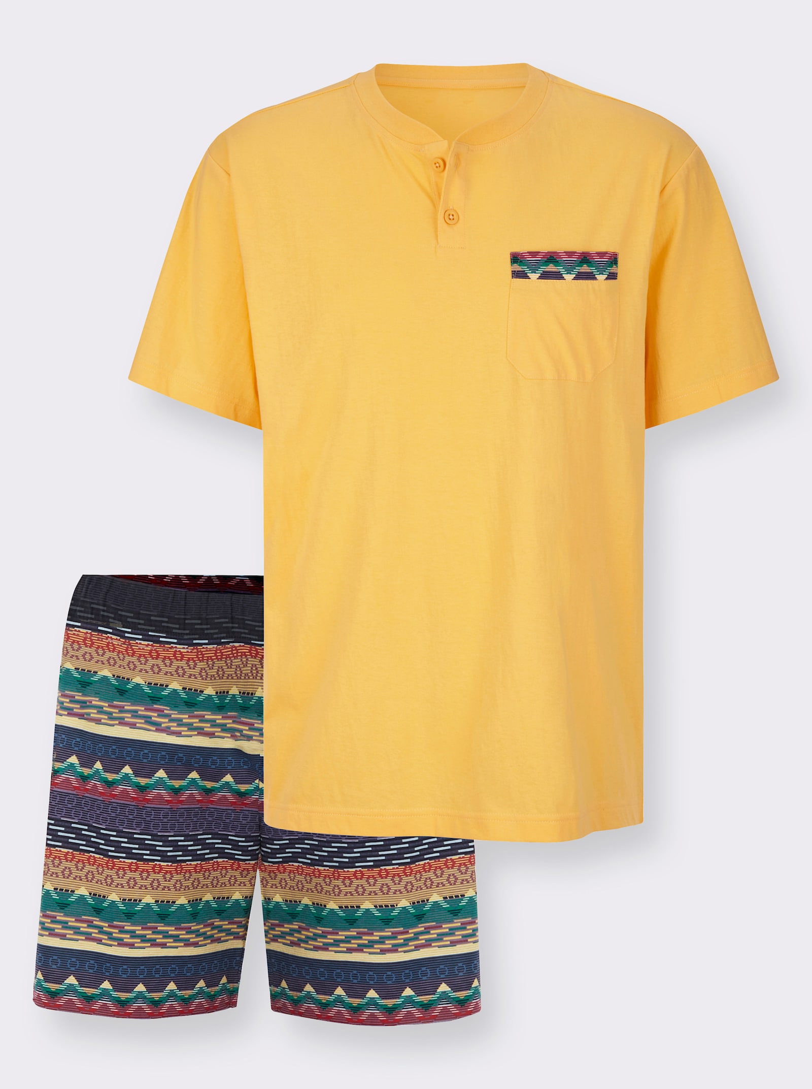 Shorty aus reiner Baumwolle - gelb-gemustert