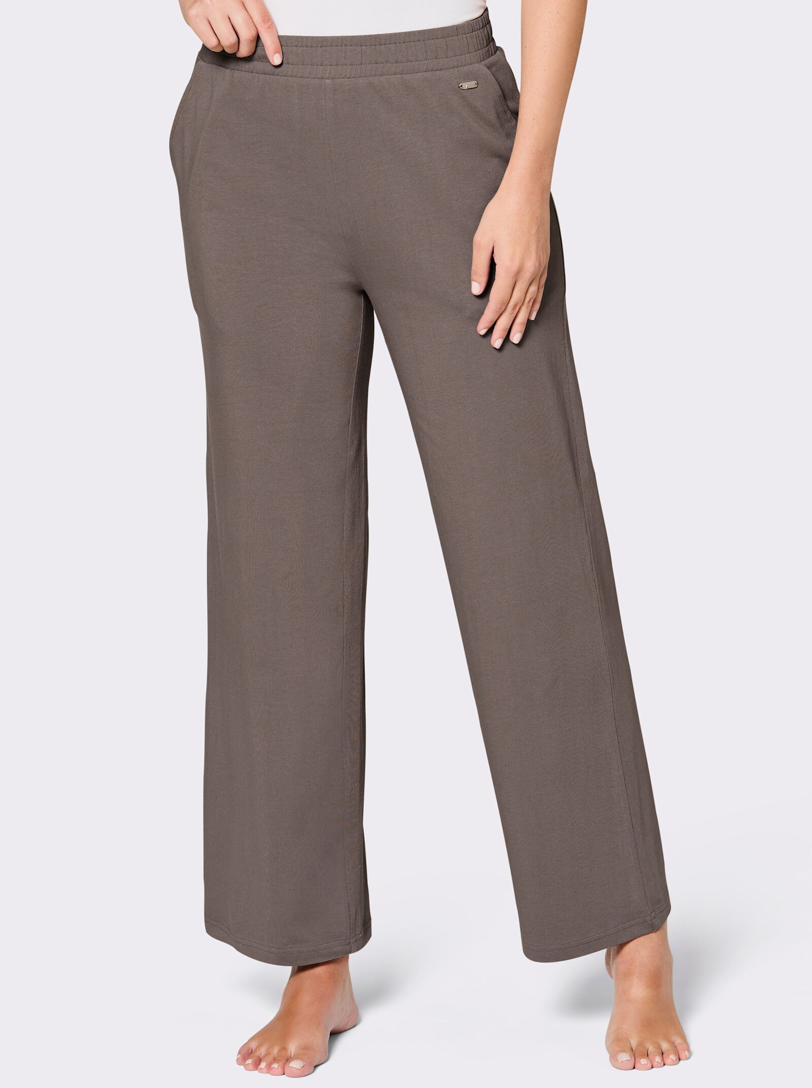 feel good Dehnbund-Hose mit weitem Bein - dunkeltaupe
