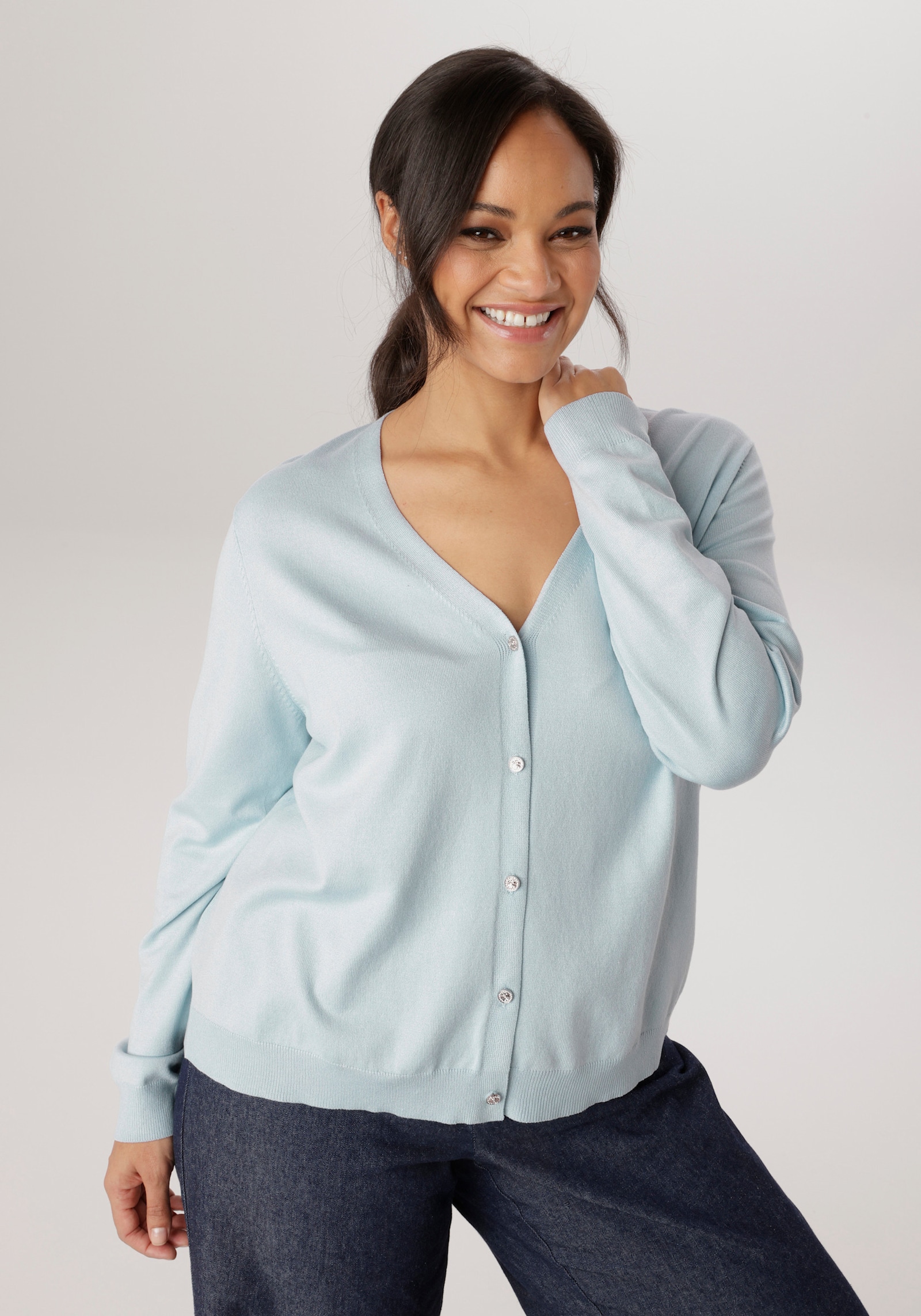 Aniston PLUS Strickjacke - hellblau