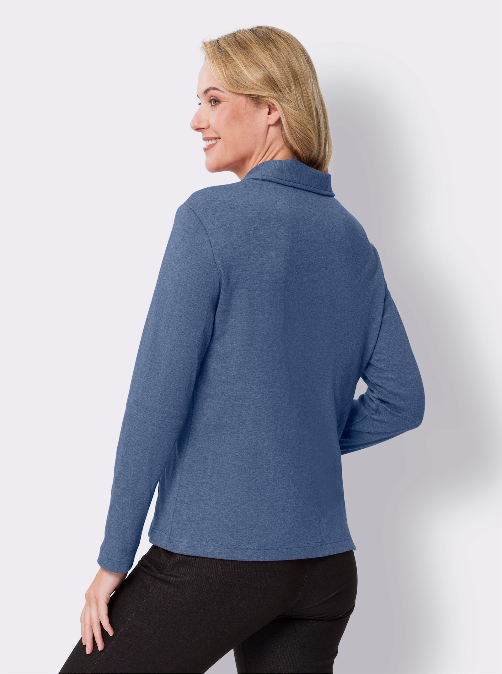 Sweatjacke in Melange-Optik - jeansblau-meliert