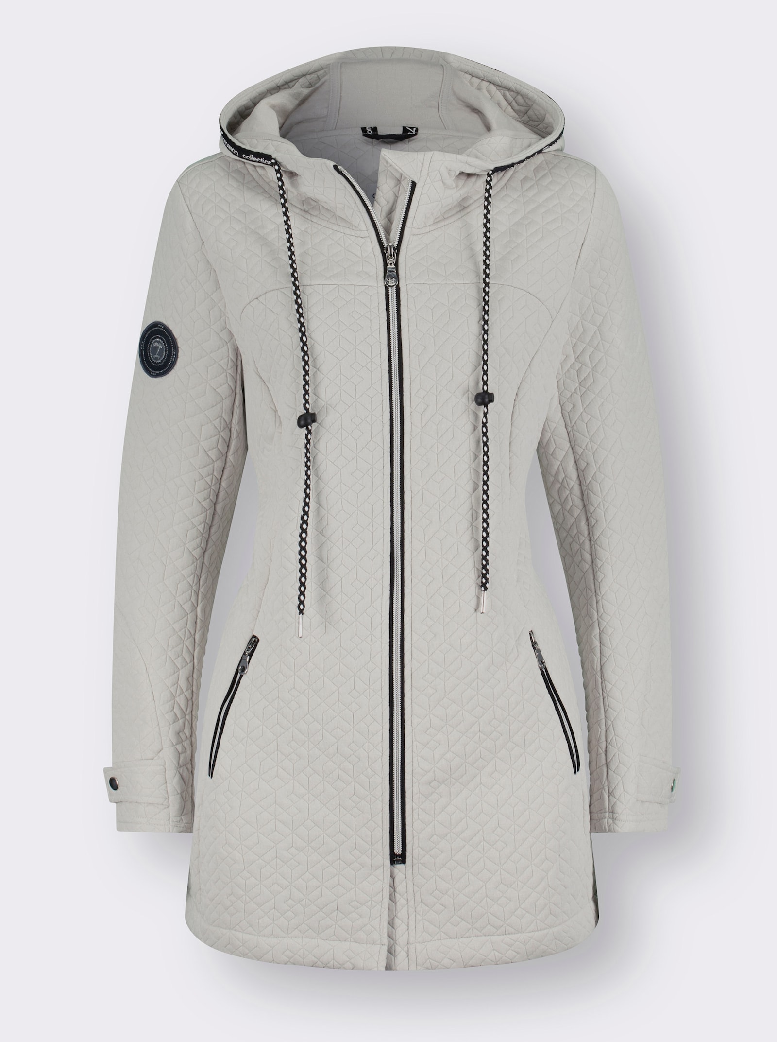 Shirtjacke in strukturierter Qualität, kontrastfarbene Details - hellgrau