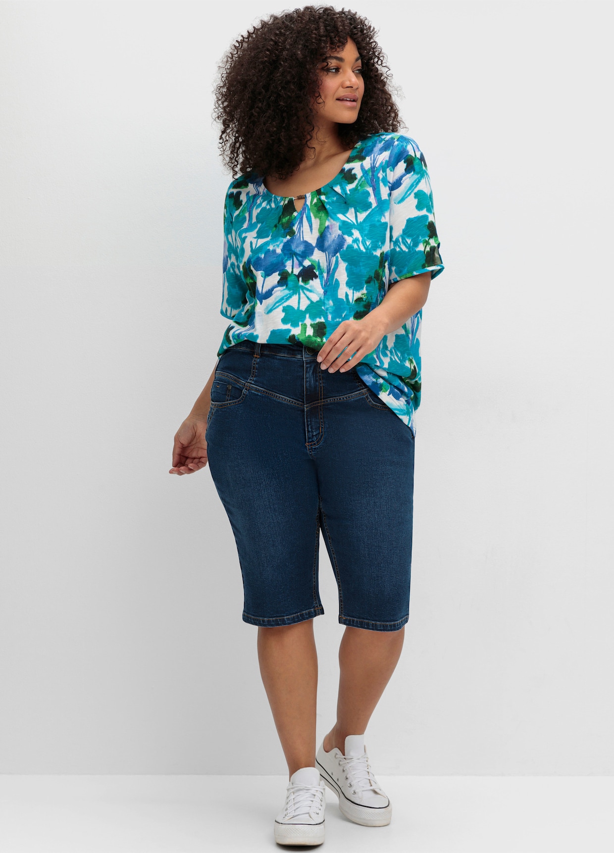 sheego Jeansbermudas - dark blue denim